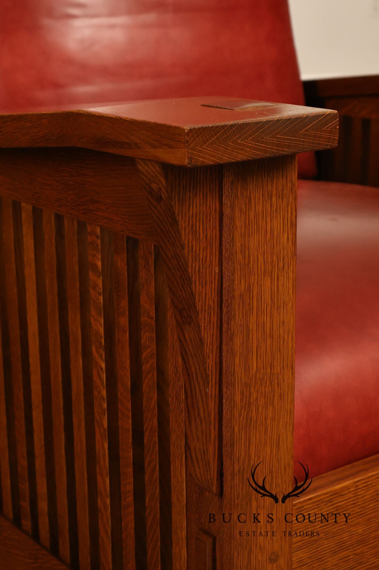 Stickley Mission Collection Pair Of Oak And Leather Morris Chairs