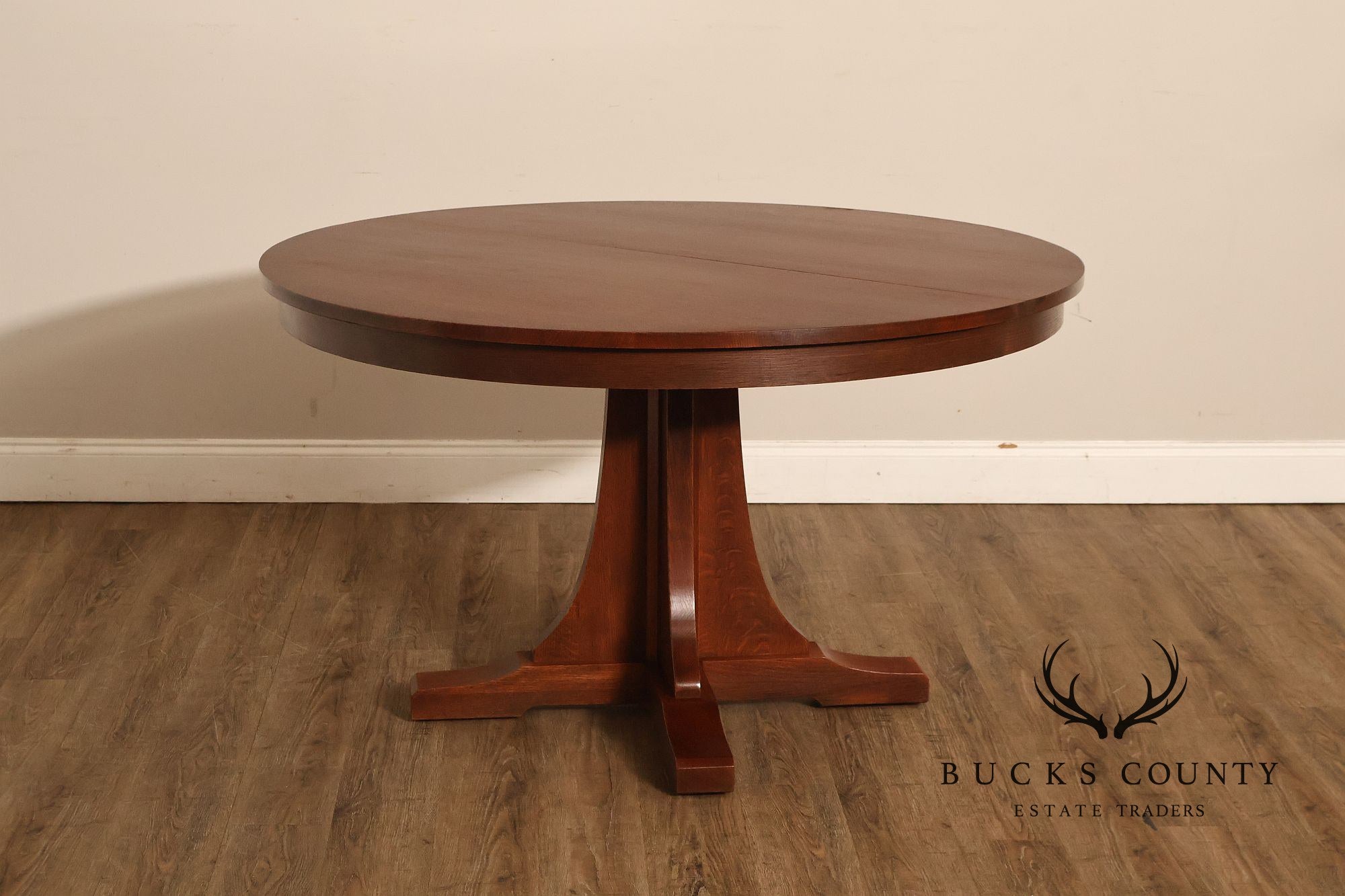 Stickley Mission Collection Round Oak Expandable Dining Table