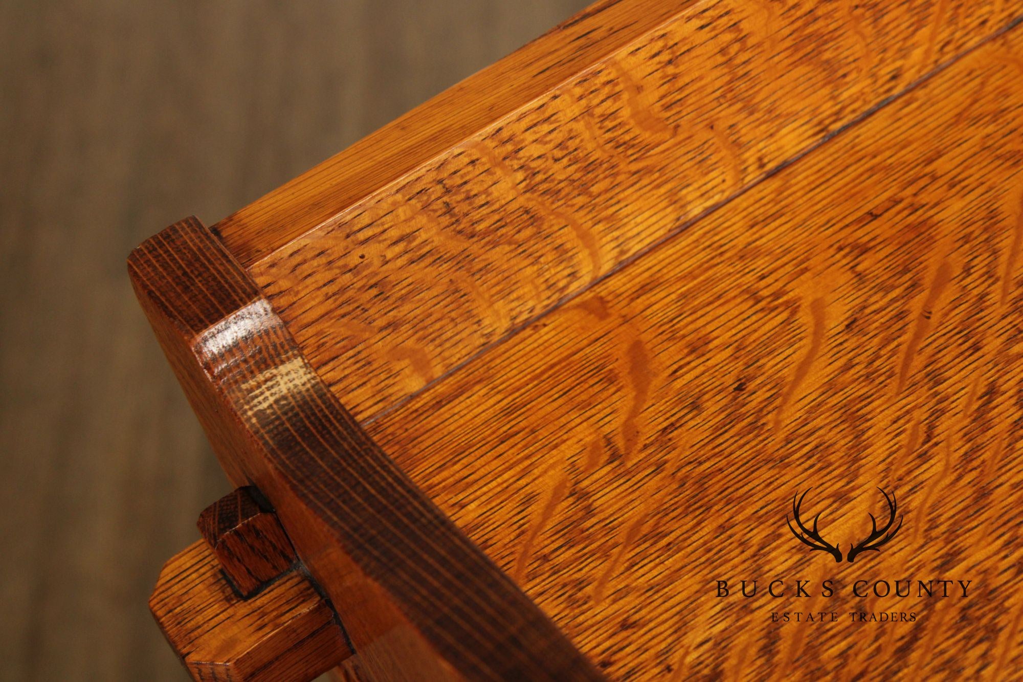 Antique Mission Oak Writing Desk With Bookcase Top