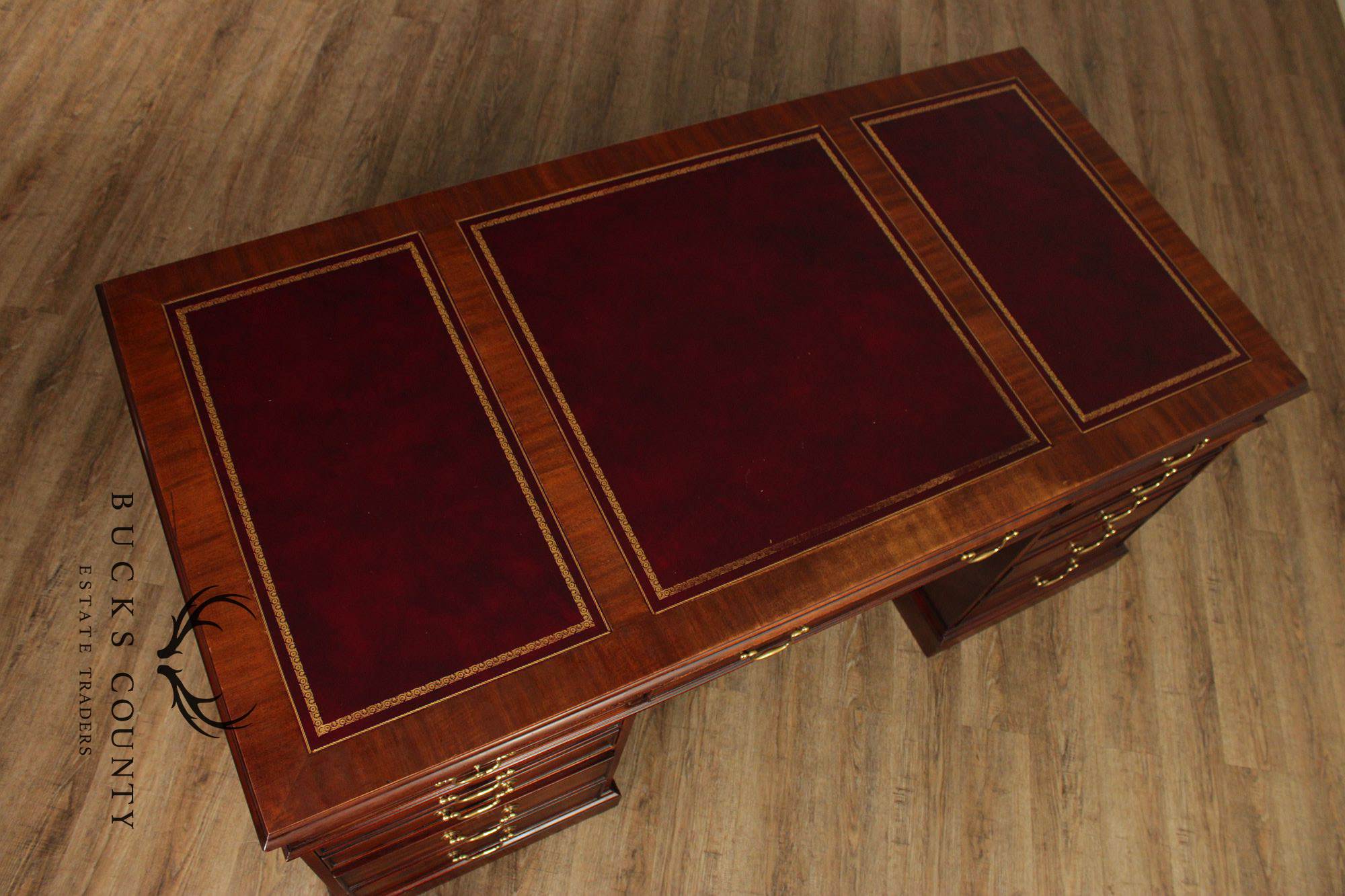 Henkel Moore Henkel Harris Mahogany Leather Top Executive Desk