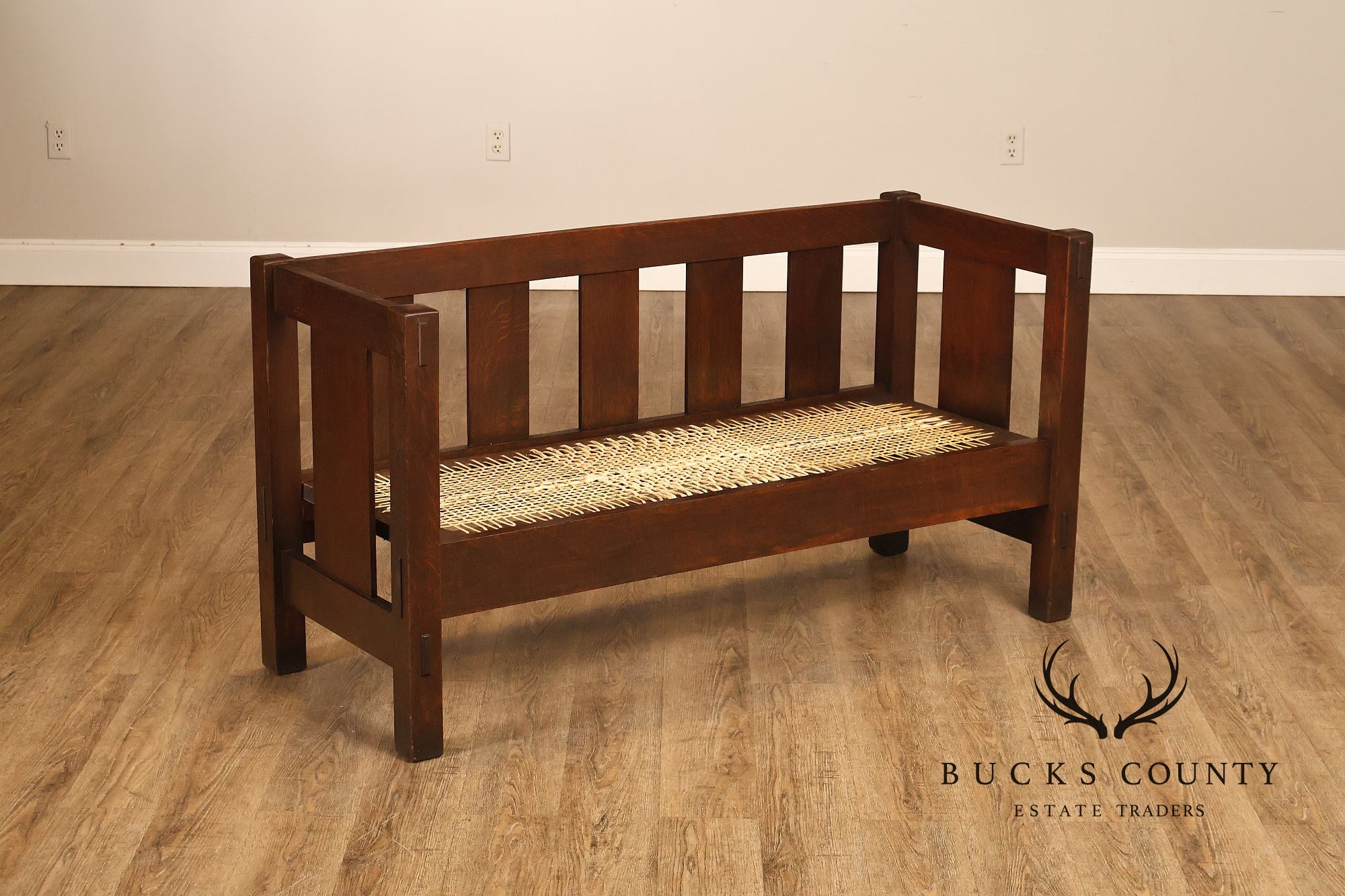 Gustav Stickley Antique Mission Oak Hall Settle Model 205