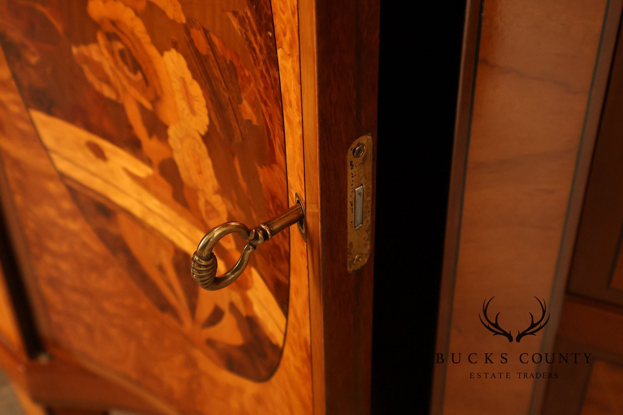 Italian Neoclassical Style Pair of Burl Wood Inlaid Sideboards