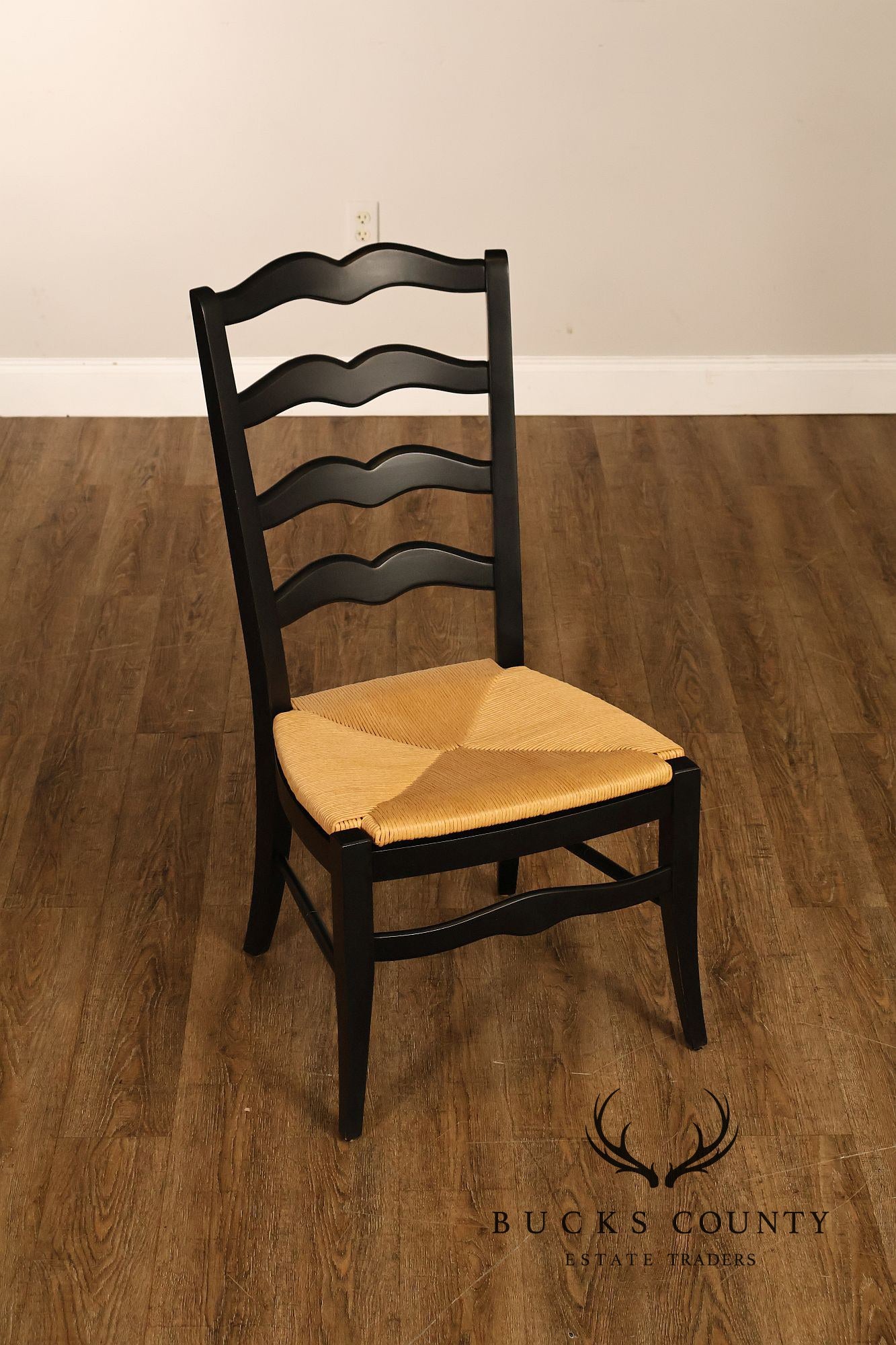 Ethan Allen 'Maison' Set of Seven French Country Style Rush Seat Dining Chairs