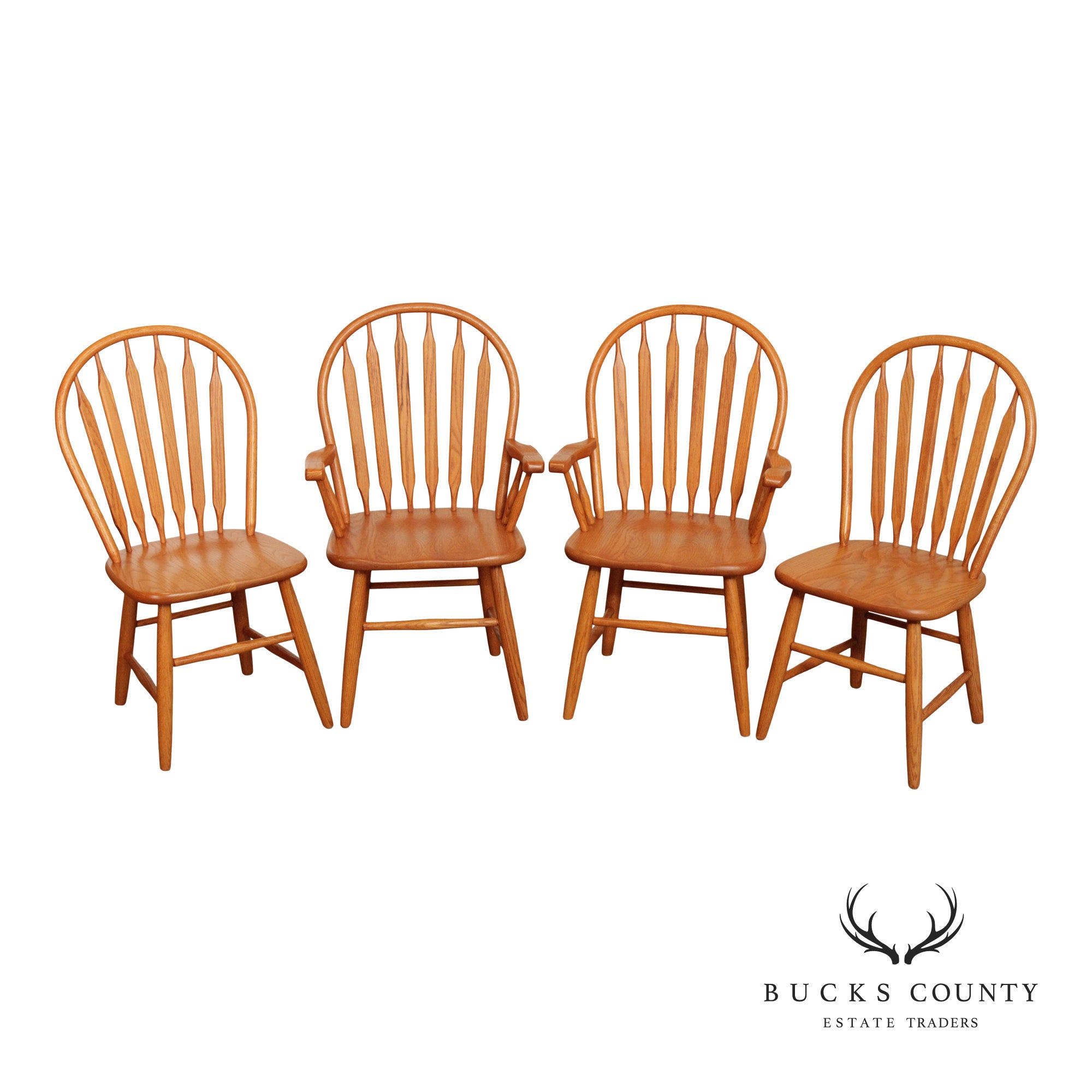 Traditional Set of Four Oak Windsor Dining Chairs