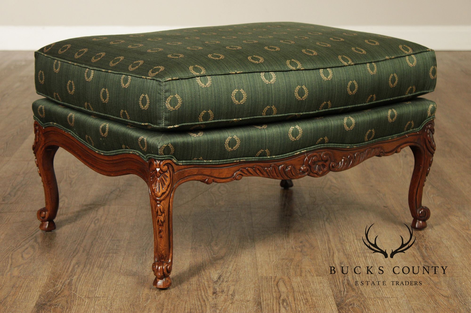 Sherrill Furniture Rococo Style Carved Ottoman