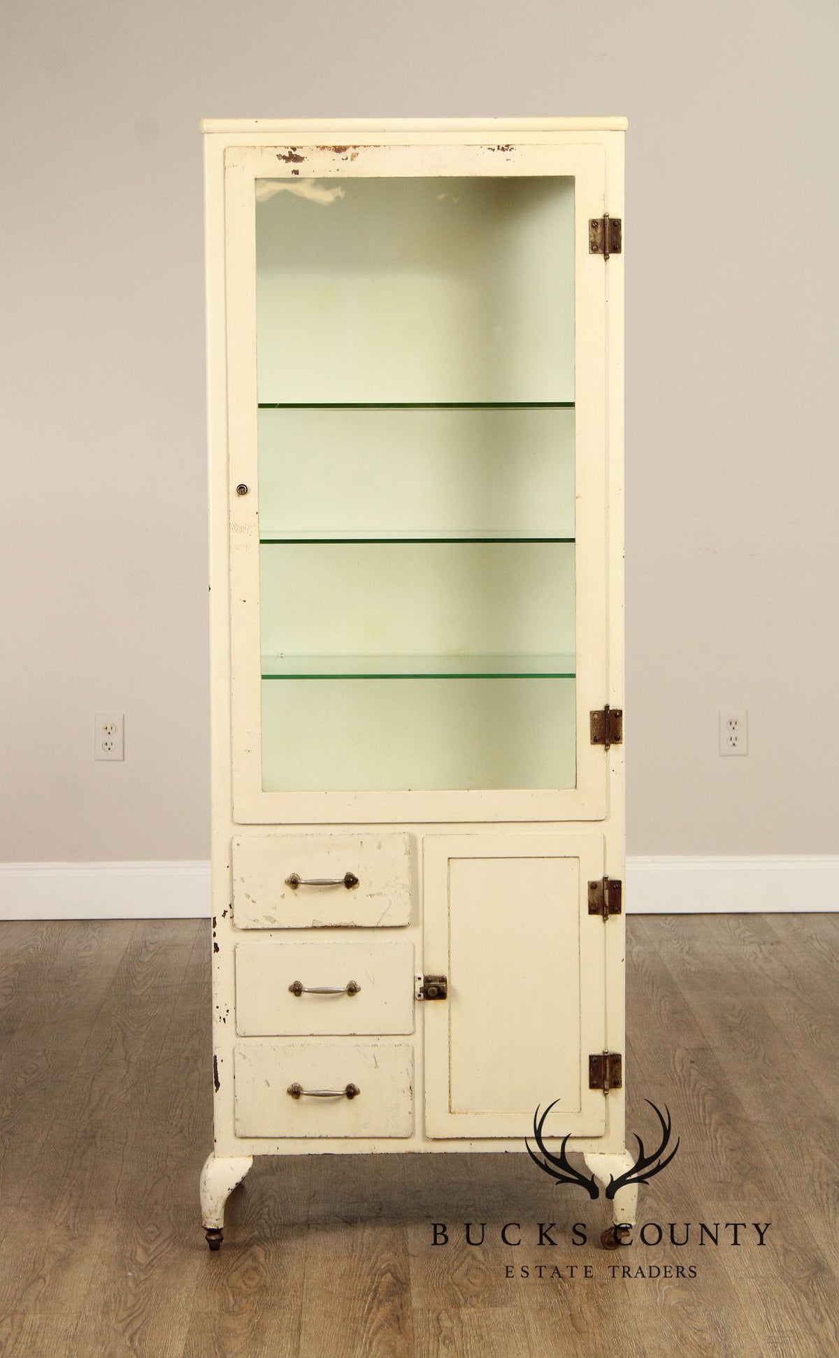 Vintage Enameled Steel Medical Cabinet