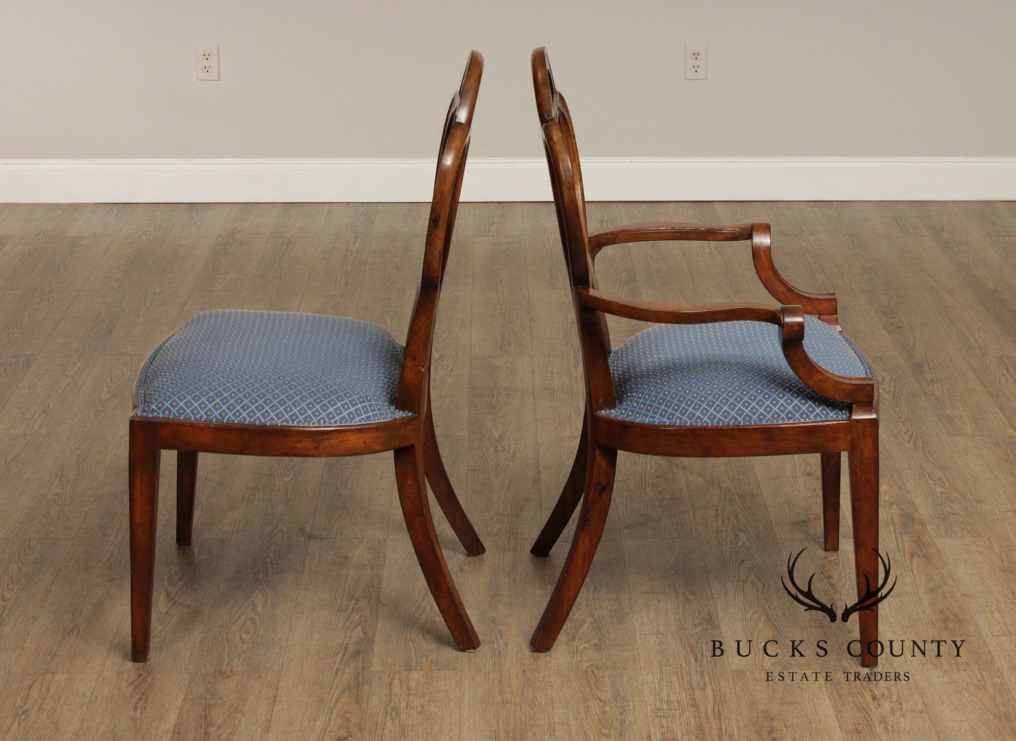 Ethan Allen Hepplewhite Style Set of Ten Ribbon Back Dining Chairs