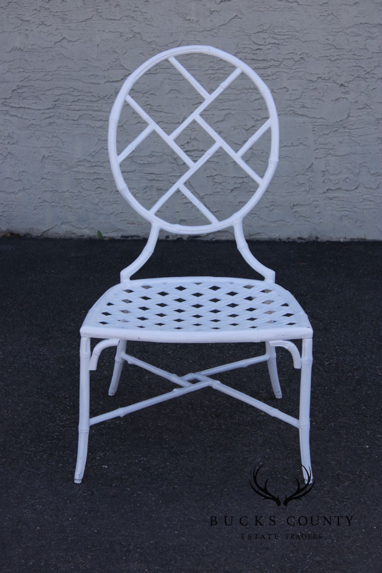 Faux Bamboo Vintage Set Of Four Cast Aluminum Patio Garden Dining Chairs