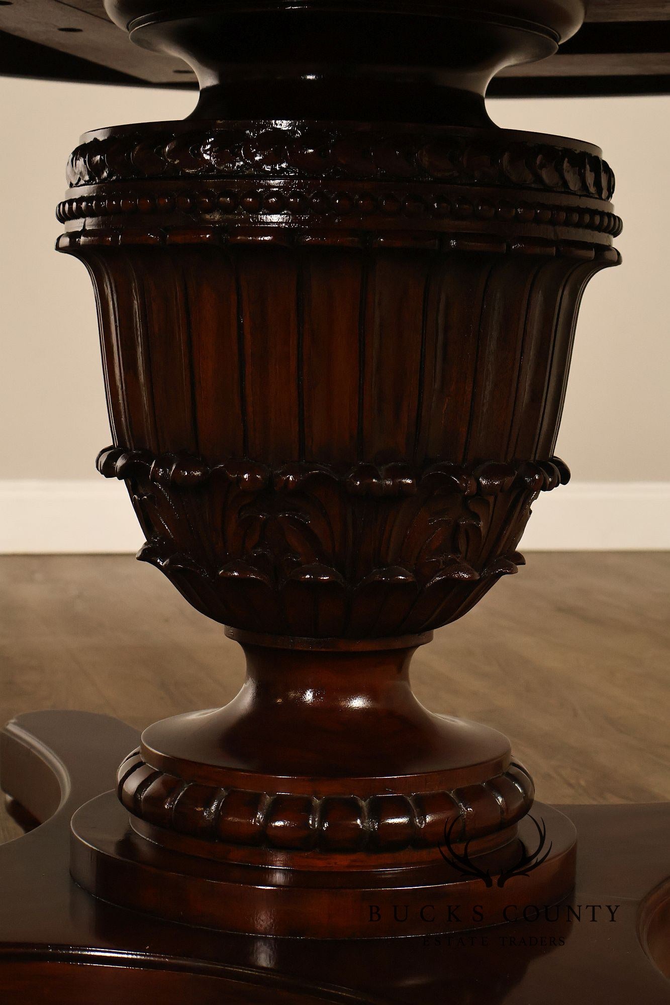Empire Style 54" Round Mahogany Expandable Pedestal Dining Table
