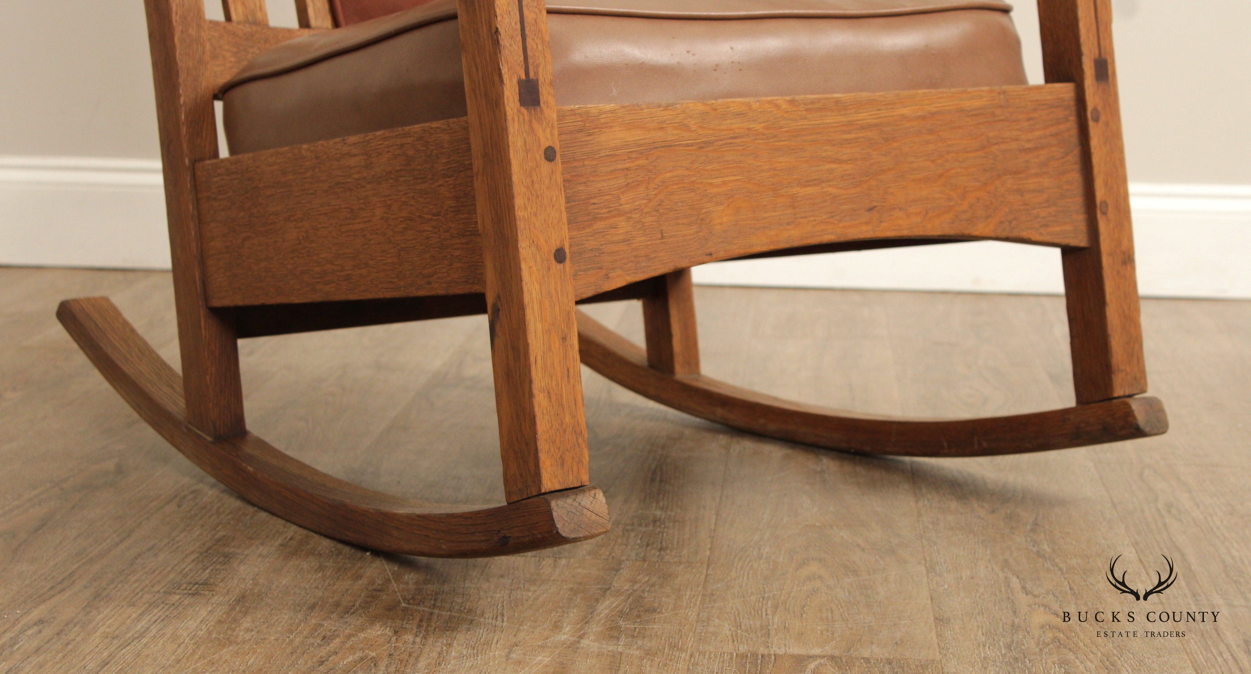 Limbert Mission Inlaid Oak Rocker