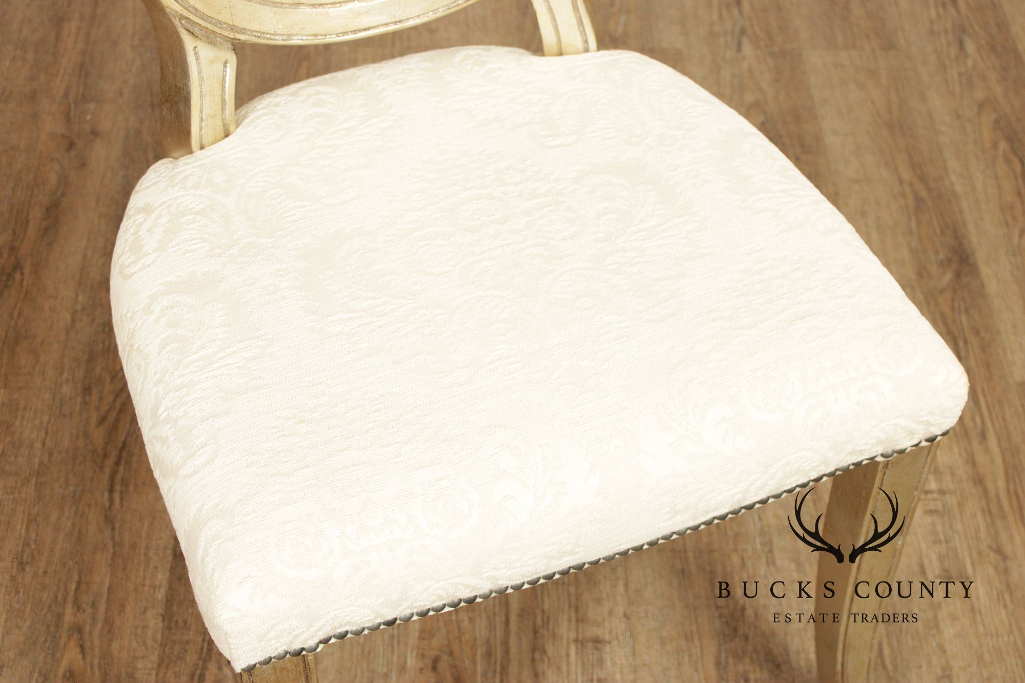 Henredon Set of Four Silver Leaf Side Dining Chairs