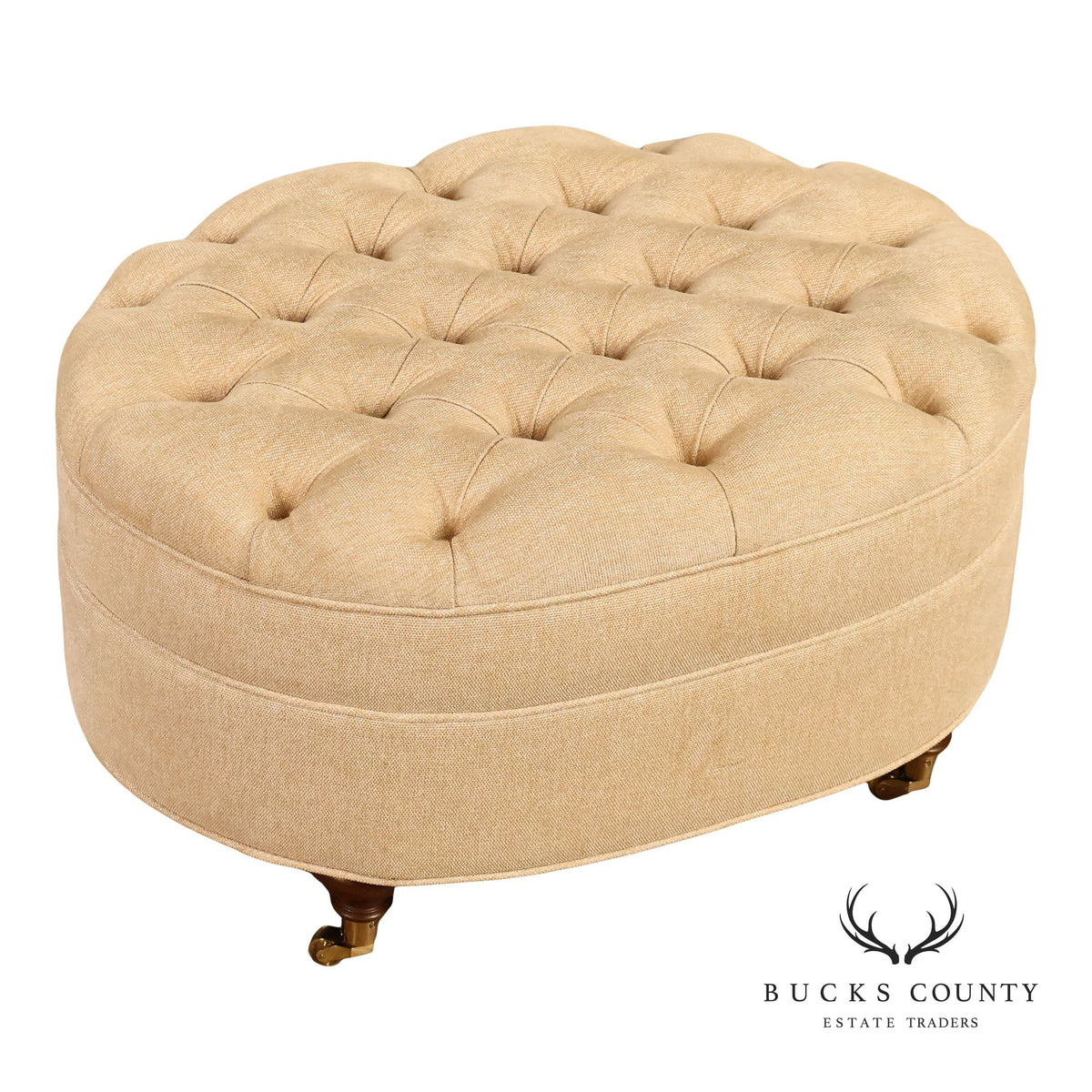 Traditional Tufted Upholstered Oval Ottoman