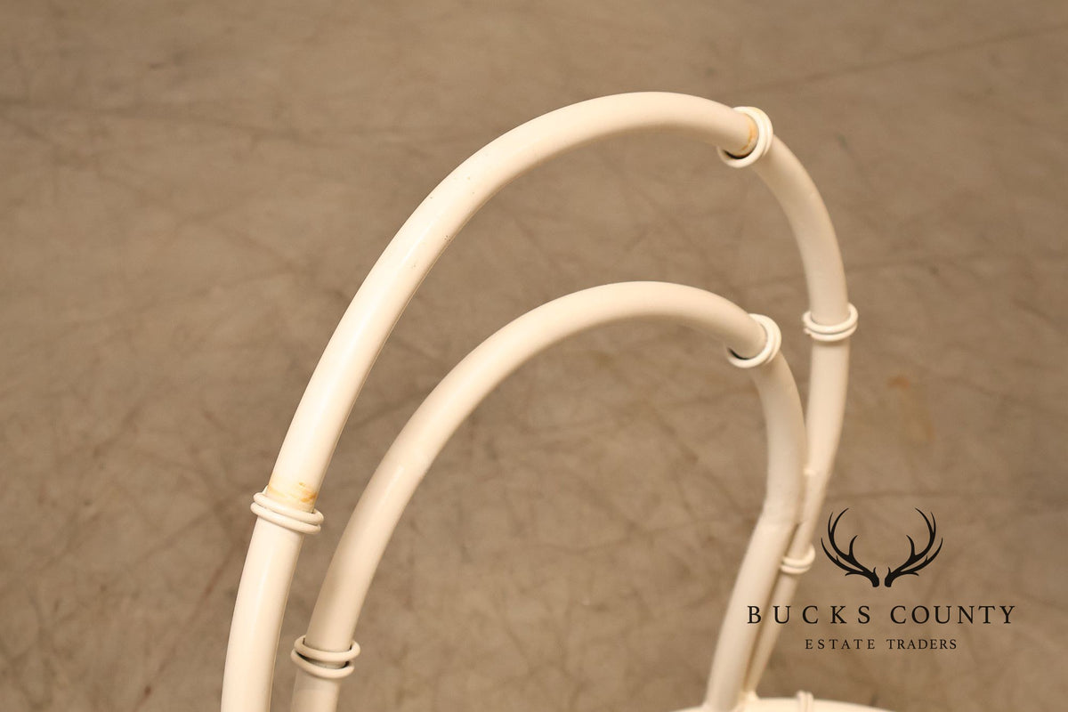 Vintage White Painted Wrought Iron Outdoor Chair Frame