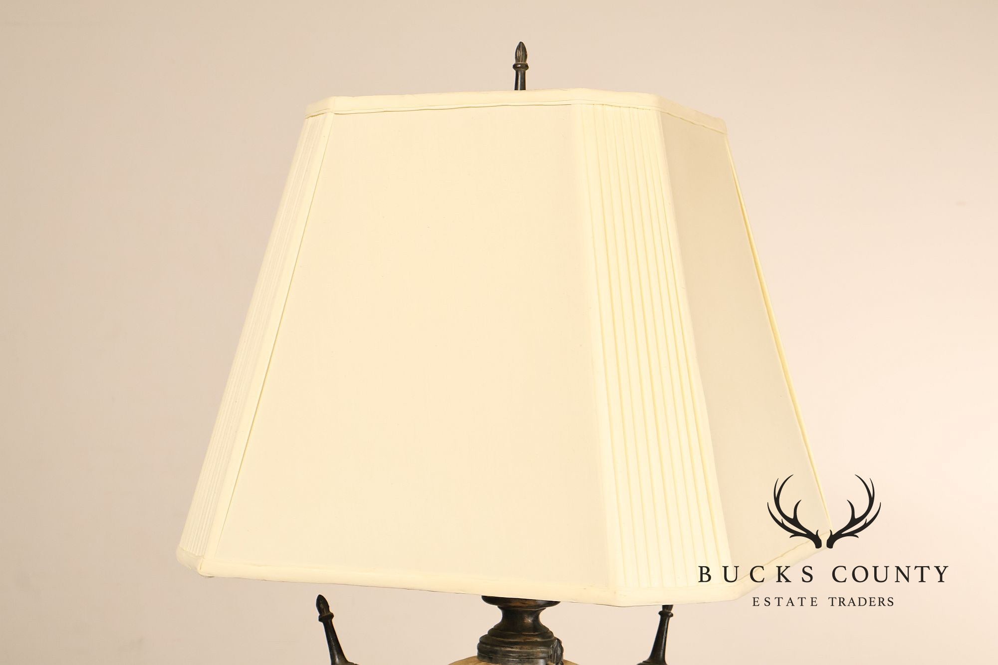 Neoclassical Style Pair Of Table Lamps With Carved Orb And Metal Base