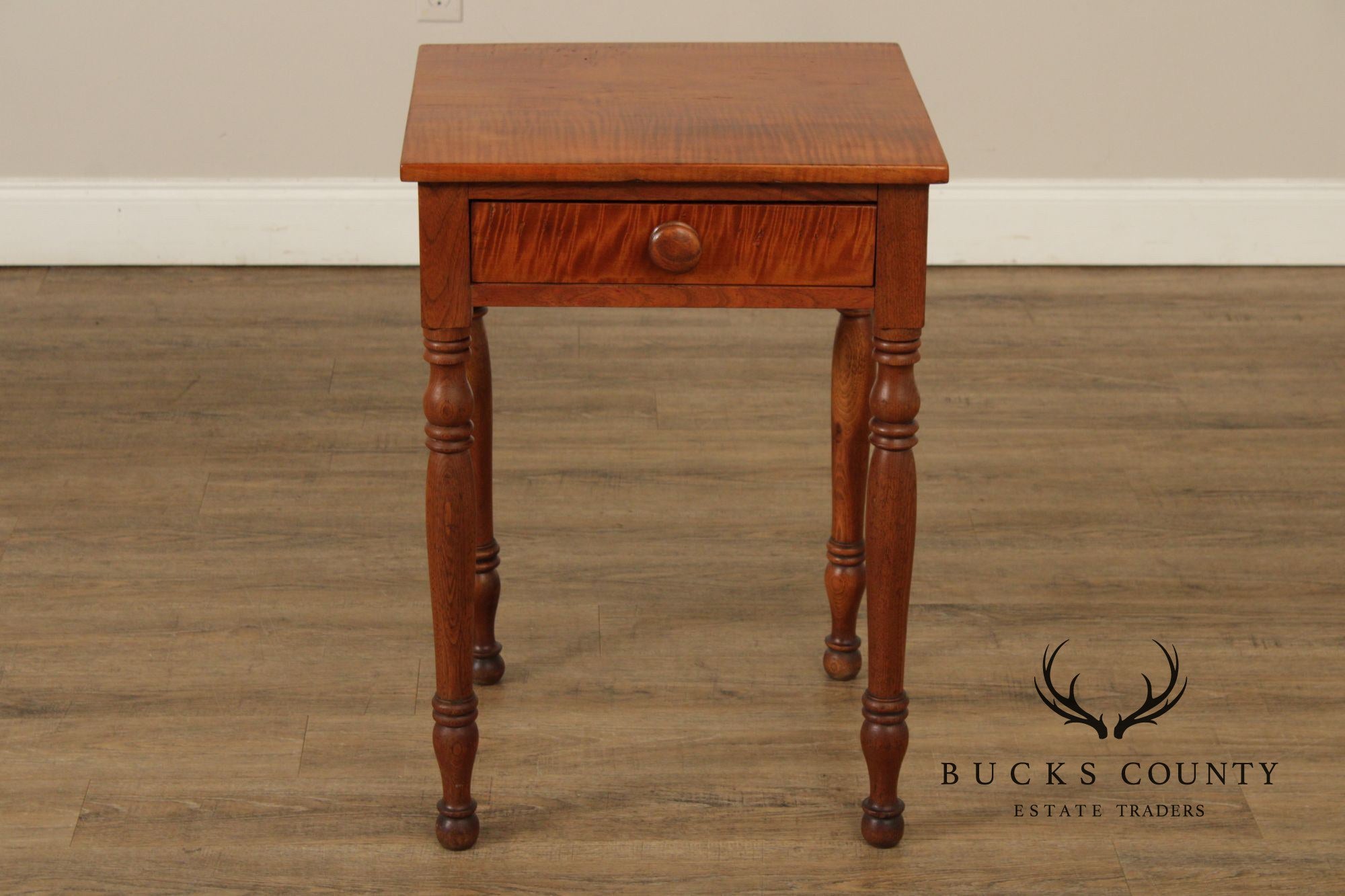 Antique Sheraton Tiger Maple And Walnut Side Table