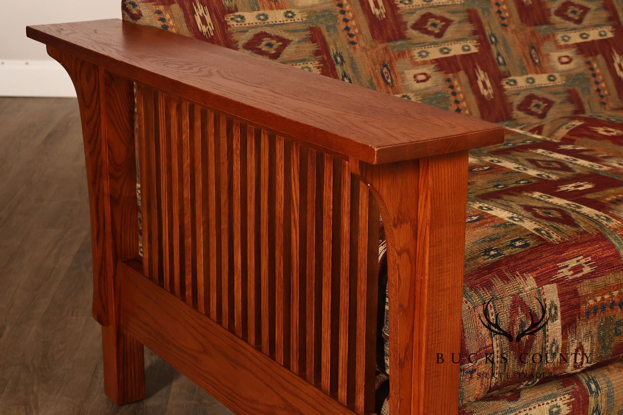 Bassett Furniture Mission Style Oak Spindle Settee