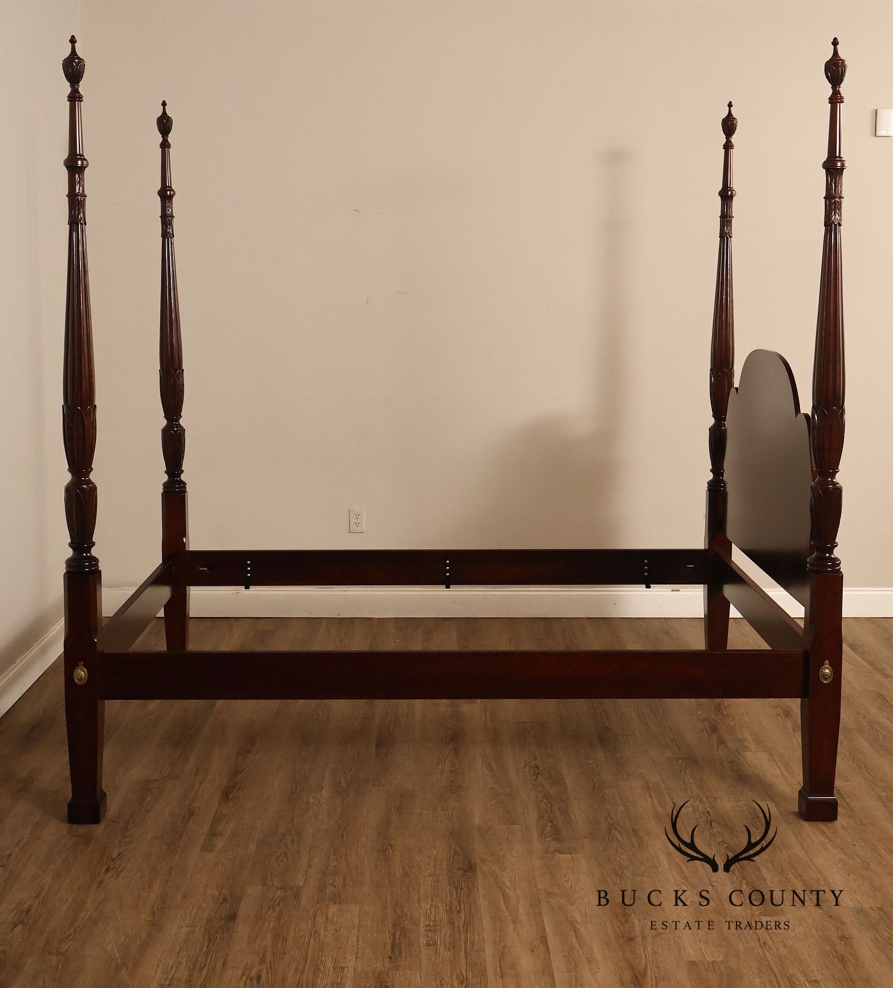 Statton Furniture Cherry Queen Tobacco Leaf Poster Bed