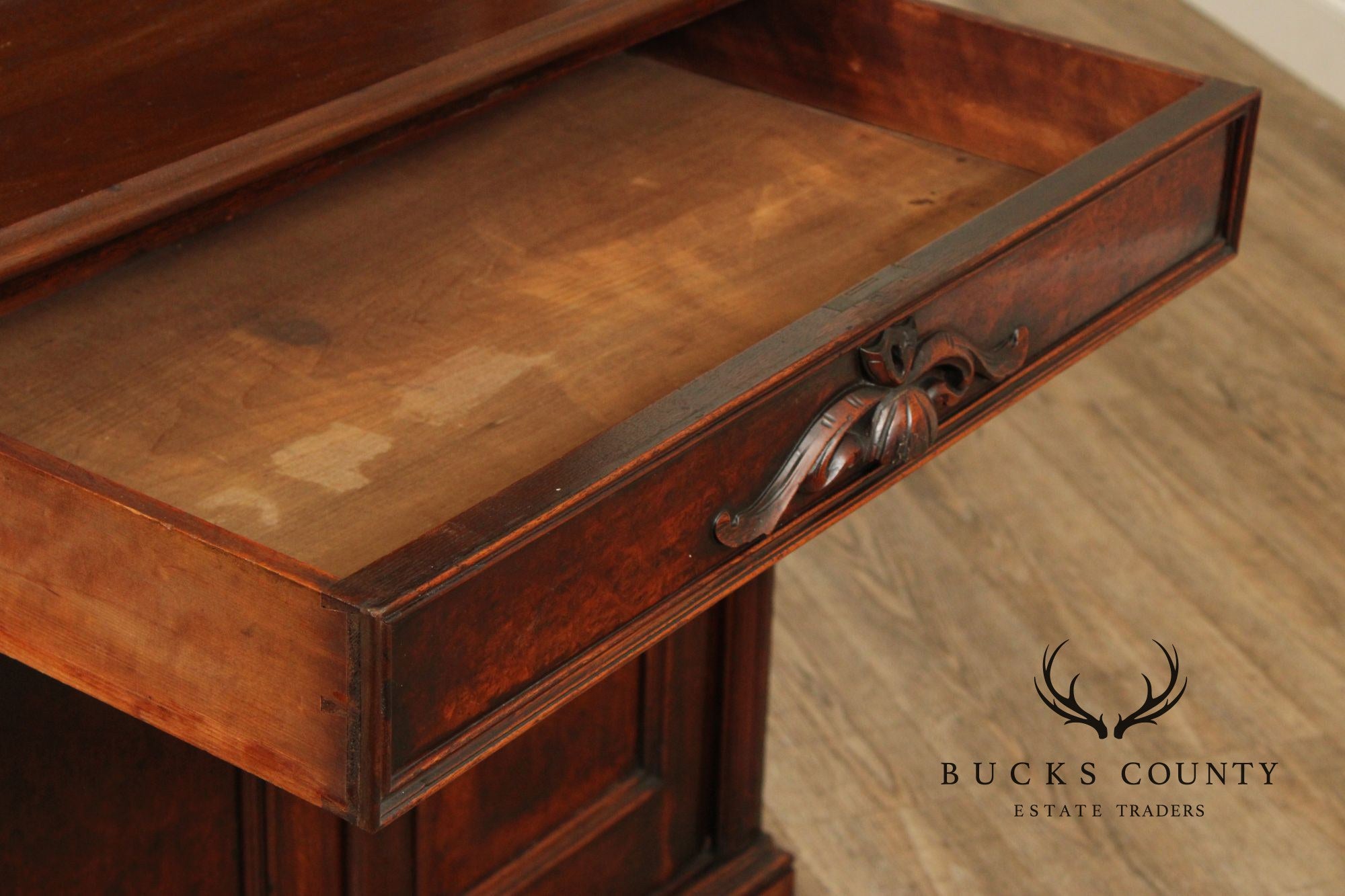 Antique Renaissance Revival Carved Walnut Drop-Front Desk