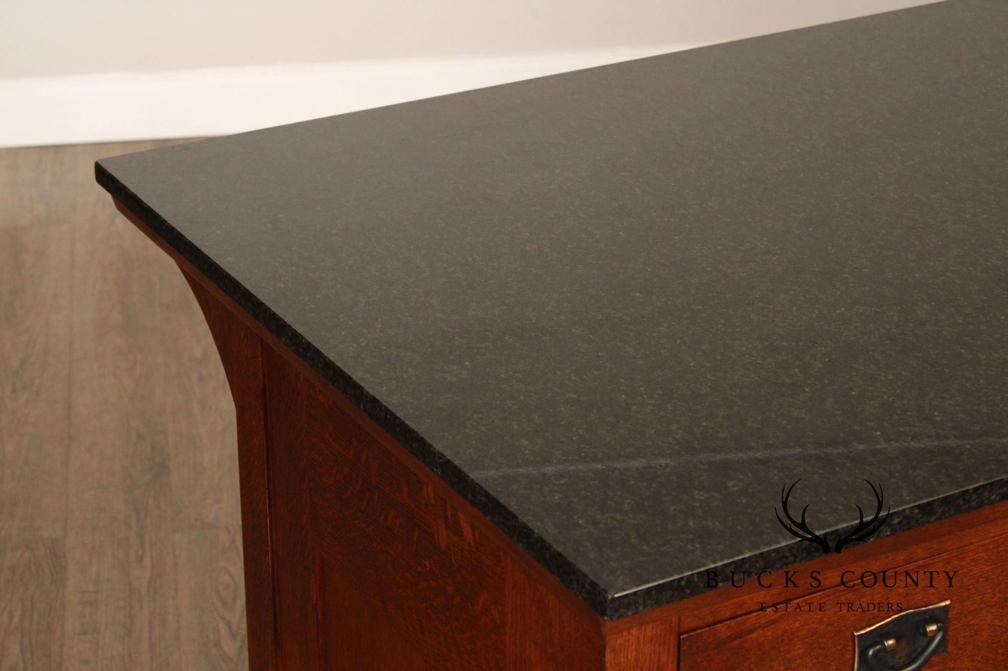 Stickley Mission Collection Granite Top Oak Kitchen Island