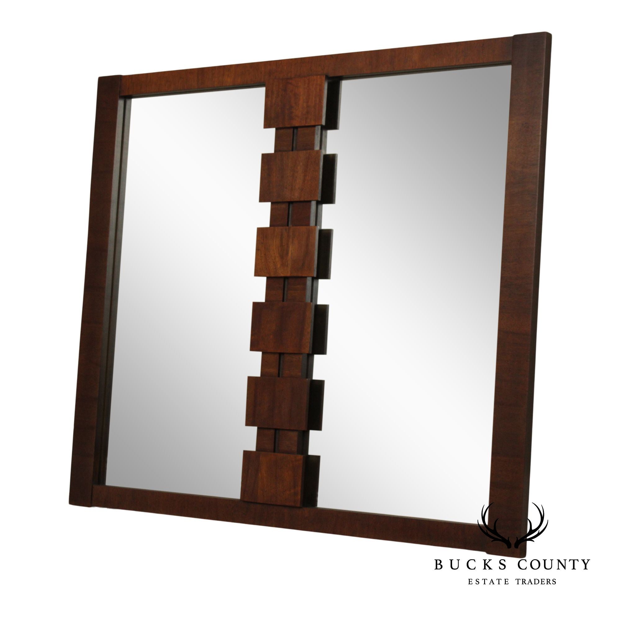 Lane 'Staccato' Brutalist Walnut Wall Mirror