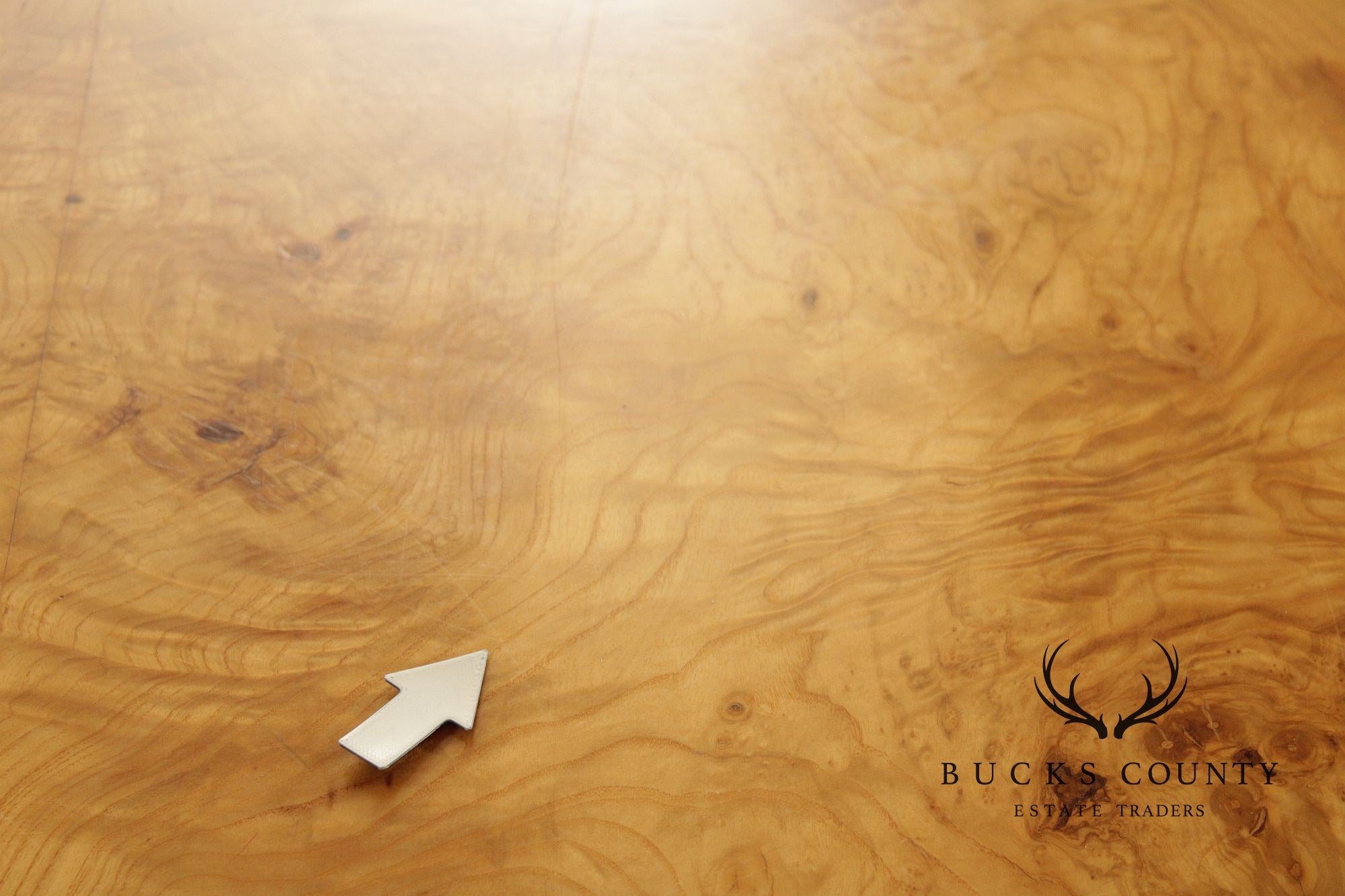 Mid-Century Modern Burlwood Parsons Extension Dining Table with 2 Leaves