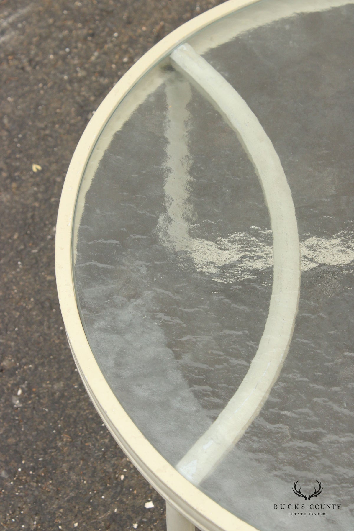 Vintage Aluminum and Glass Round Outdoor Patio Table