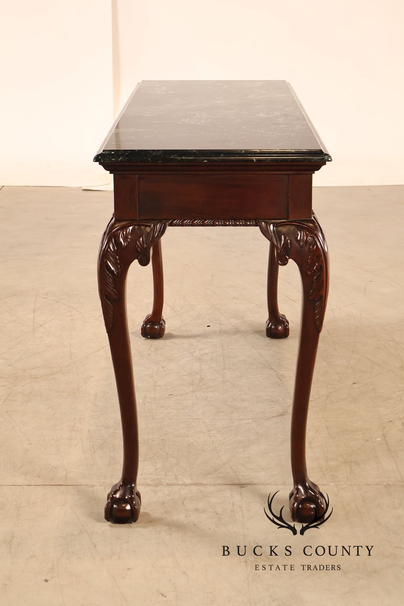 Stickley Chippendale Style Marble Top Mahogany Sofa Table Console