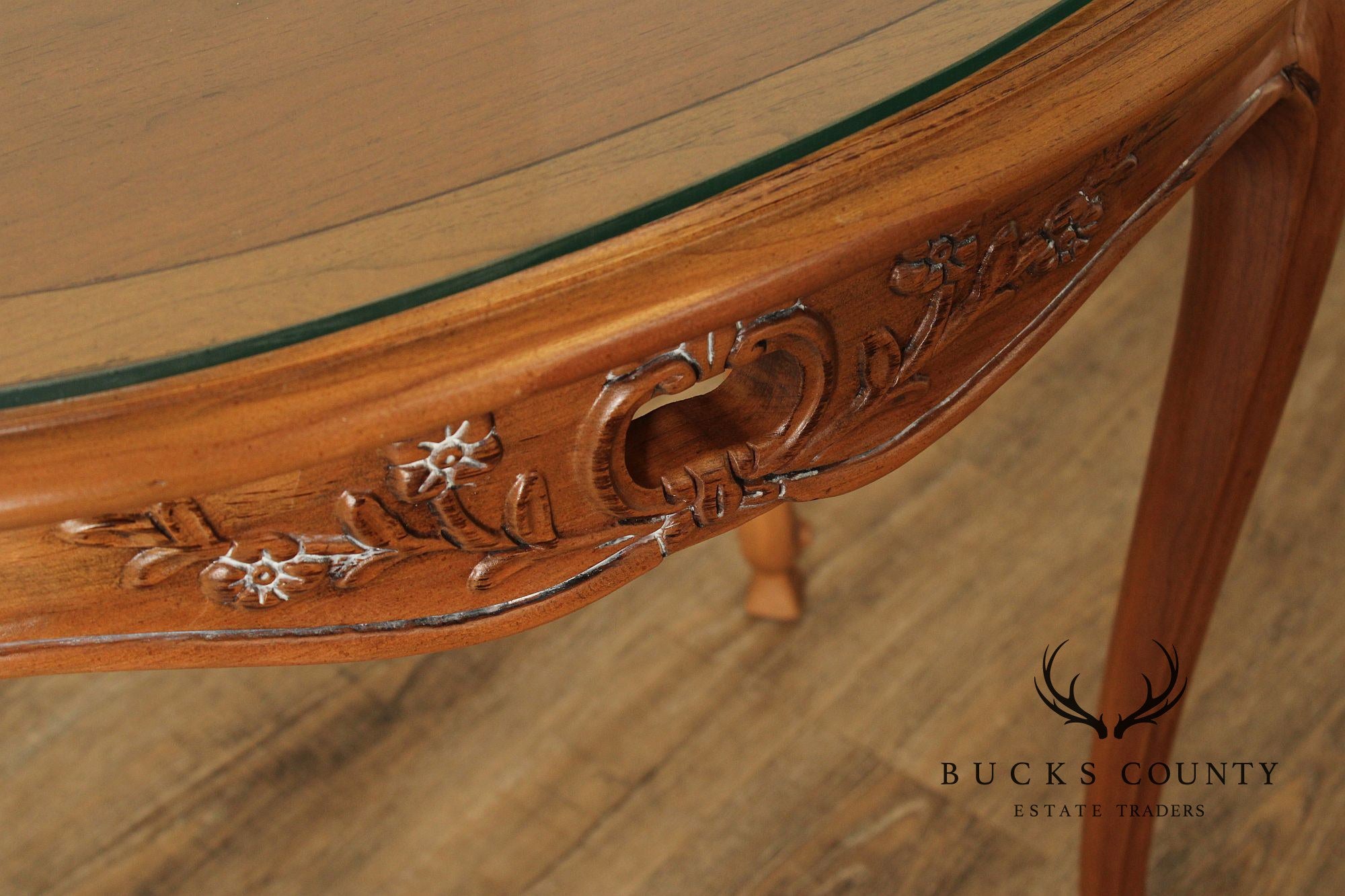 French Louis XV Style Glass Top Side Table