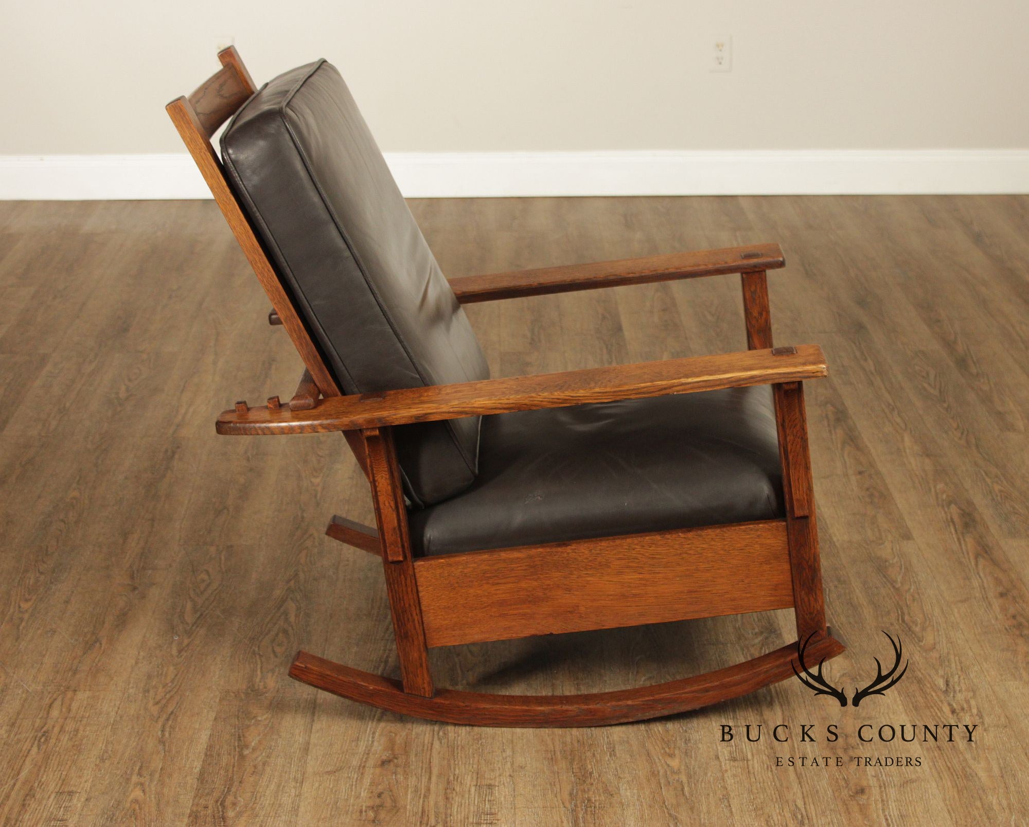 Antique L. & J.G. Stickley Mission Oak Morris Rocker