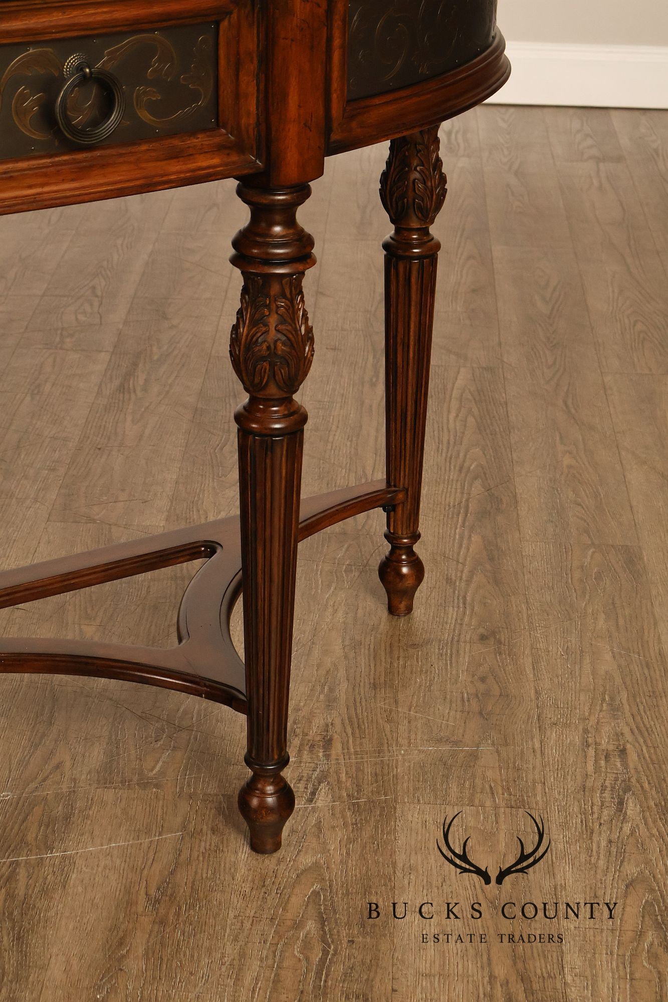 Mahogany Adams Style Carved Demilune Console Table