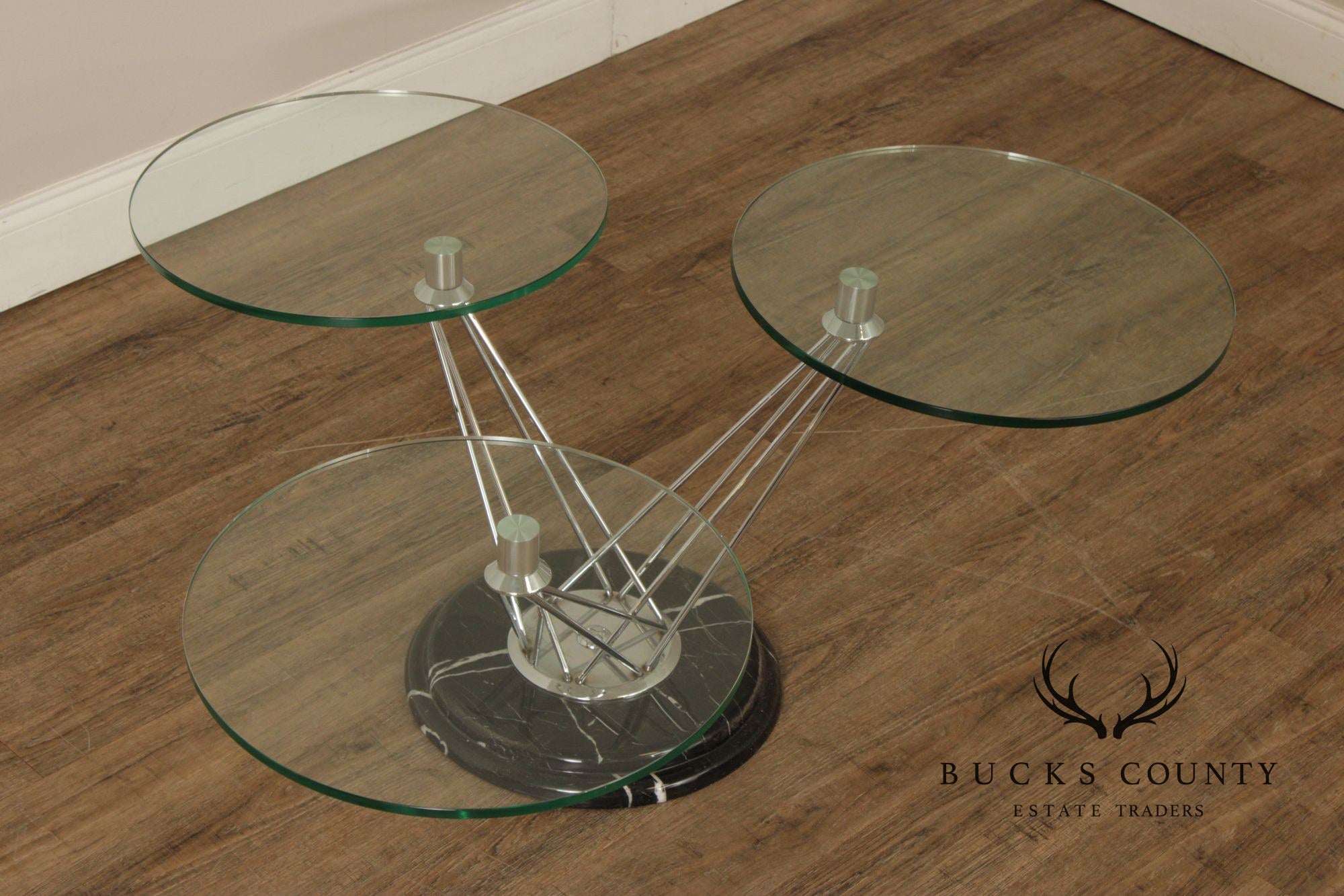 Modern Glass Top Marble Swivel Side Table