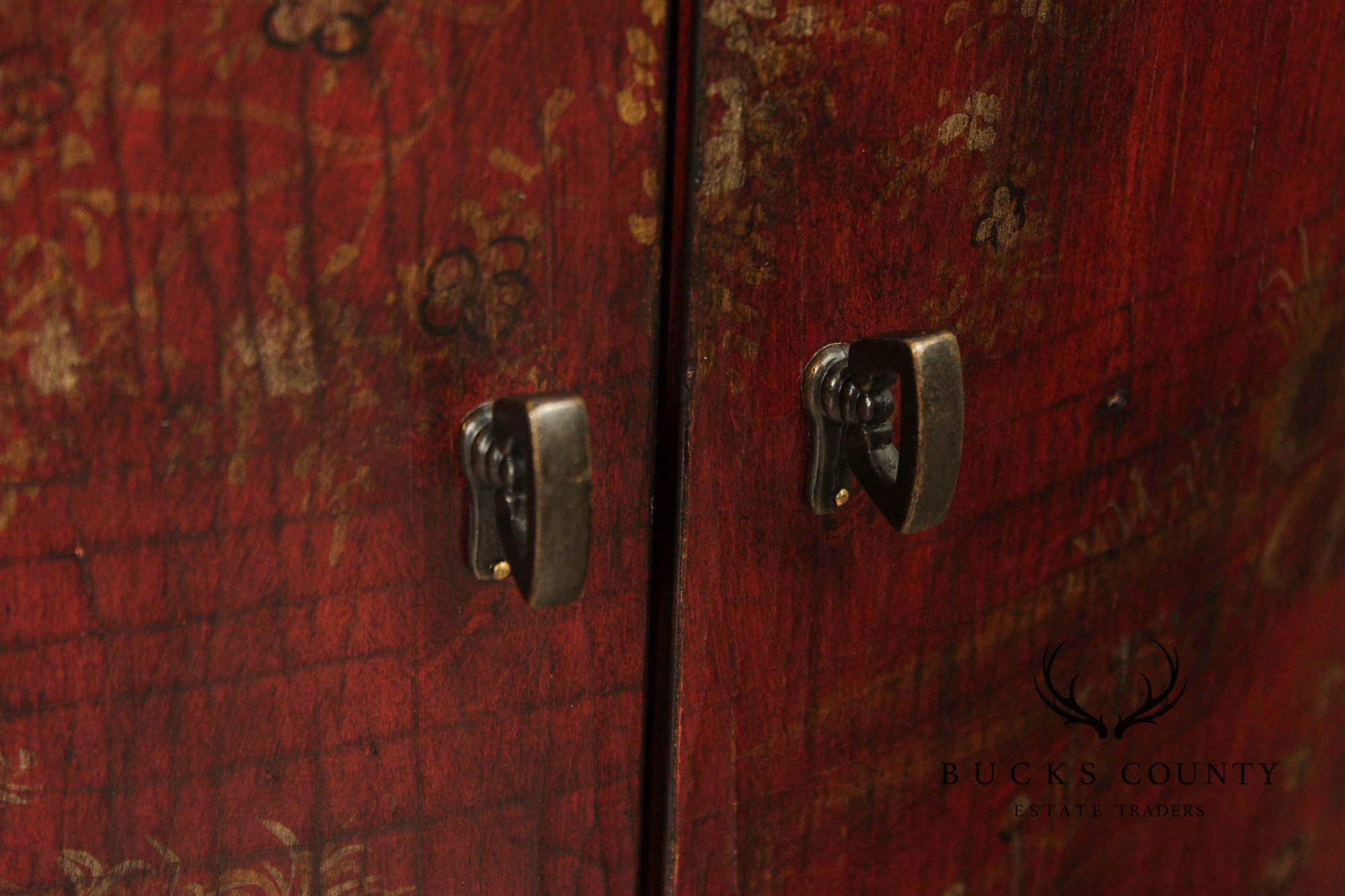 Ethan Allen Chinoiserie Decorated Demilune Cabinet