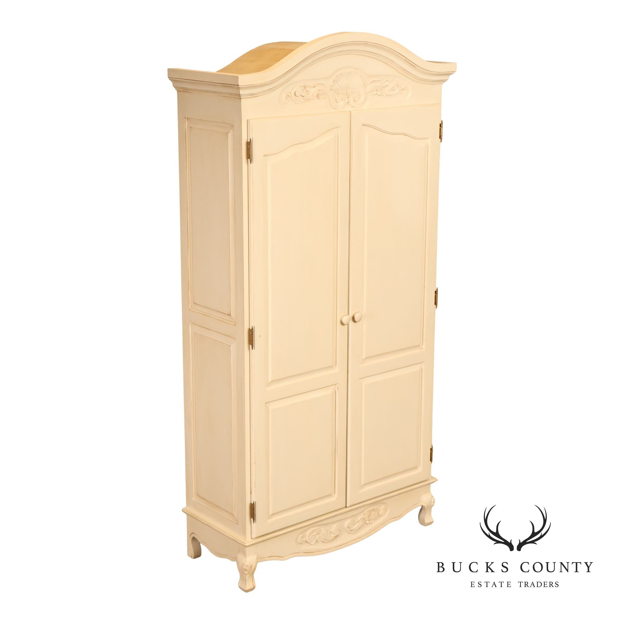 French Country Style Cream Painted Armoire