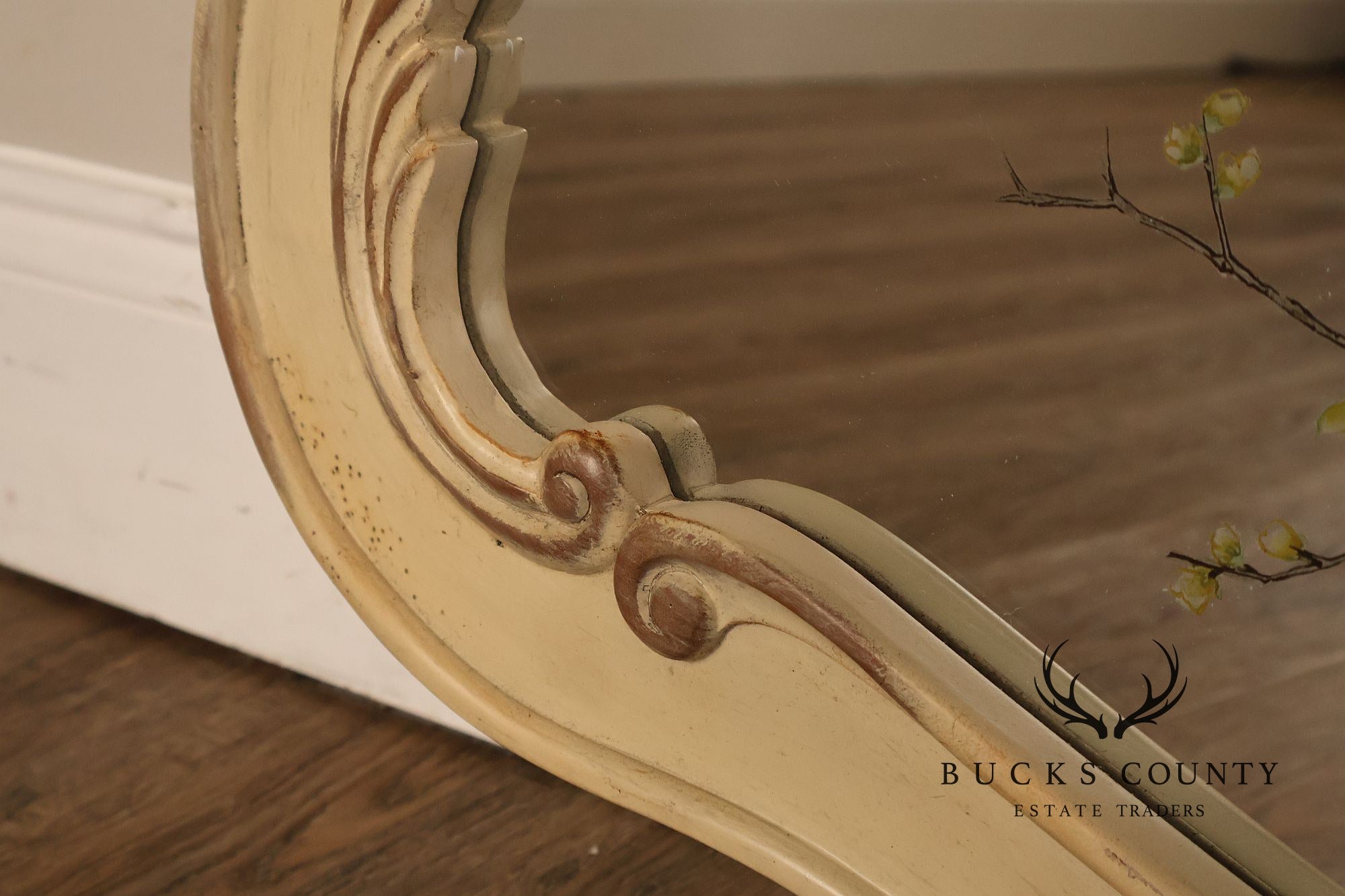 French Provincial Style Paint Decorated Wall Mirror