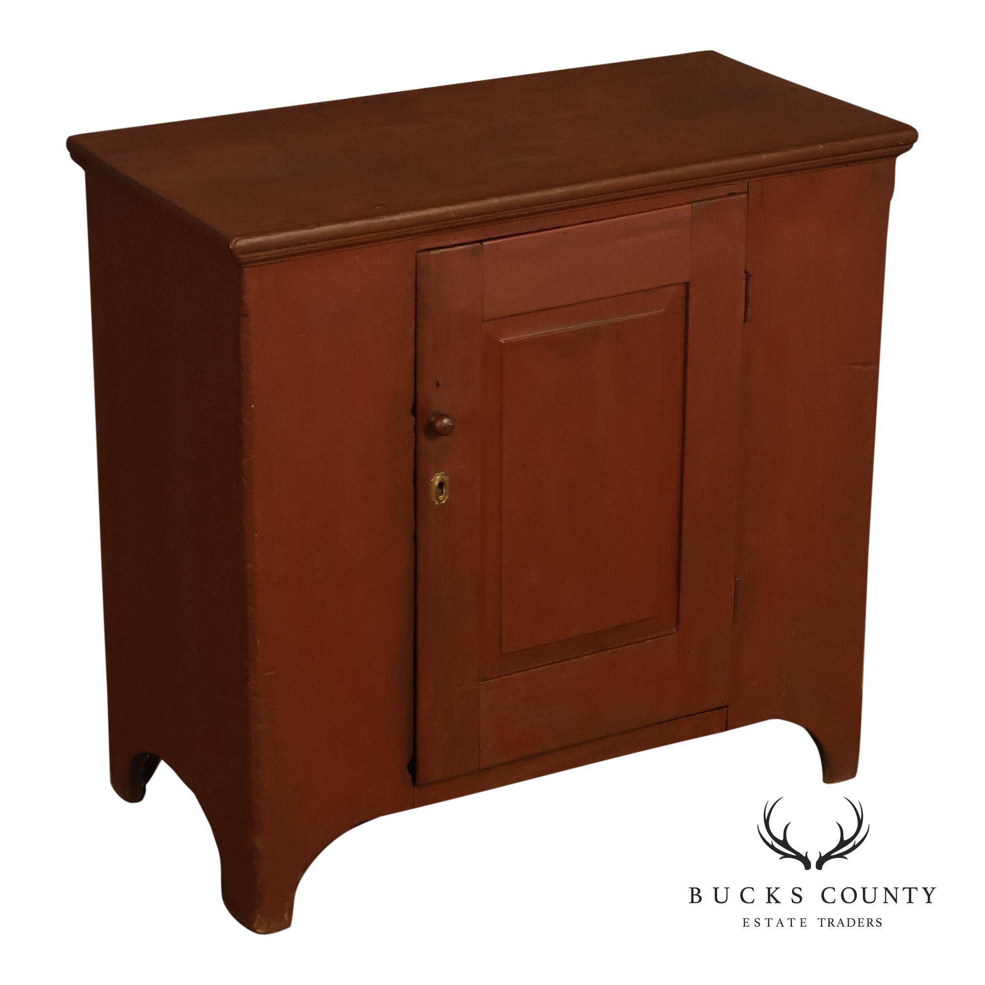 Antique American Primitive Red-Painted Storage Cupboard