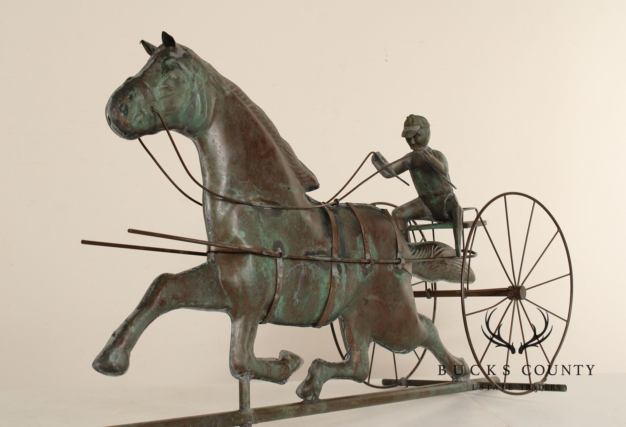 Vintage Jockey and Horse Copper Weathervane