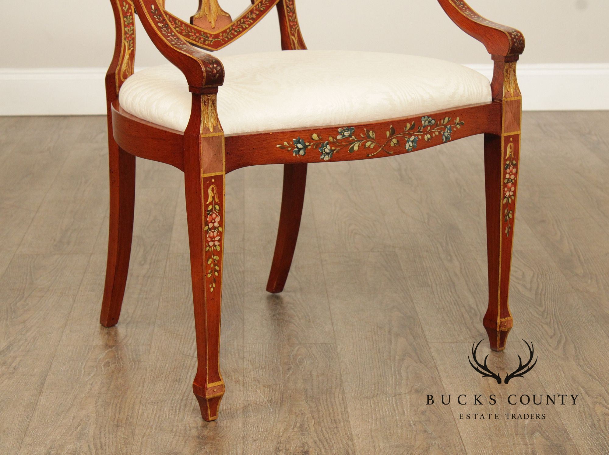 Casa Stradivari Painted Hepplewhite Style Shield Back Pair Of Armchairs