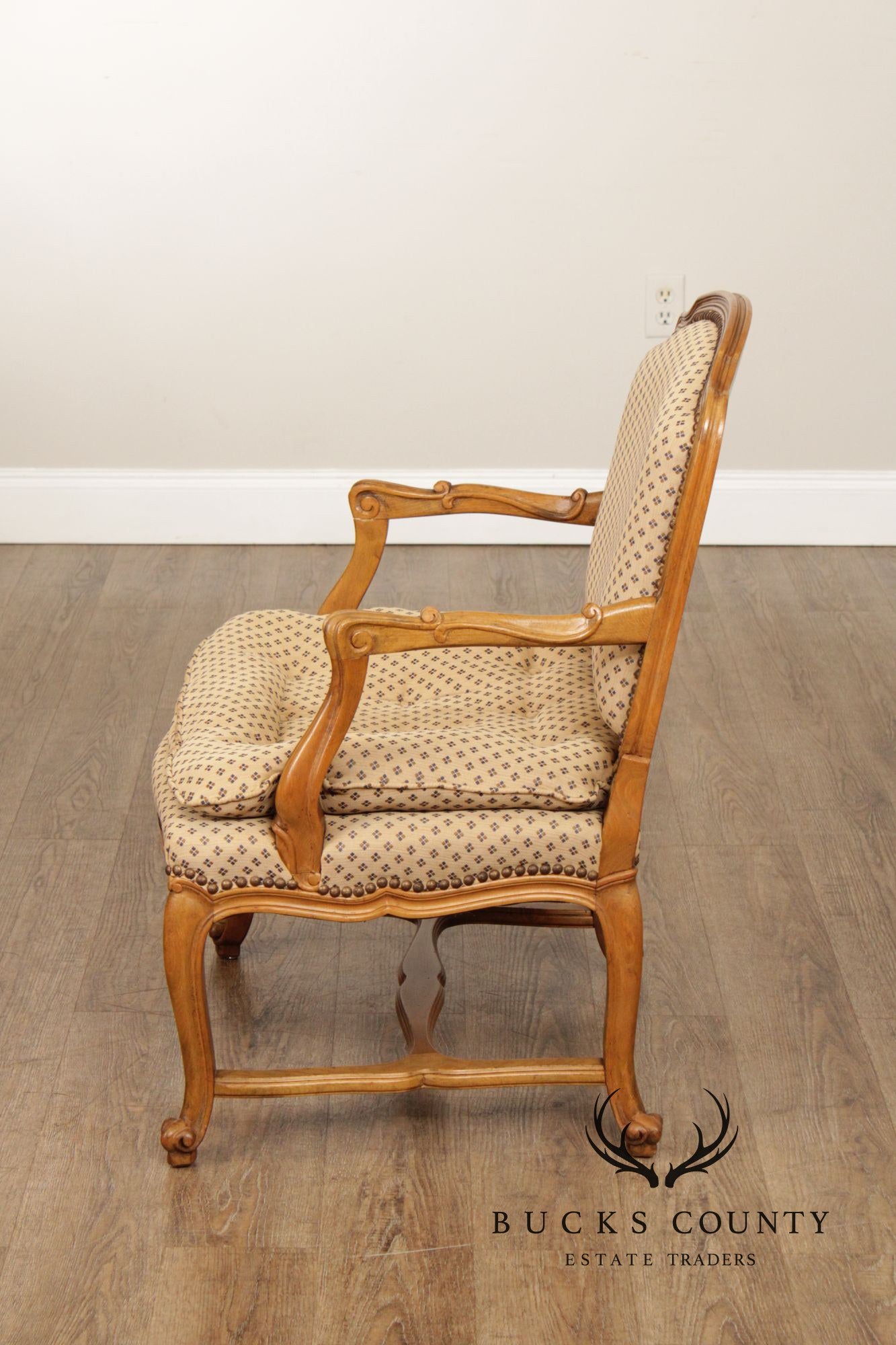 French Provincial Style Carved Frame Fauteuil Armchair