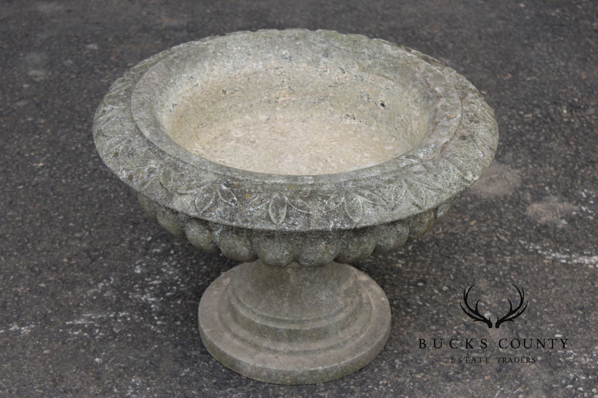 Cast Stone Vintage Pair Garden Urn Planters