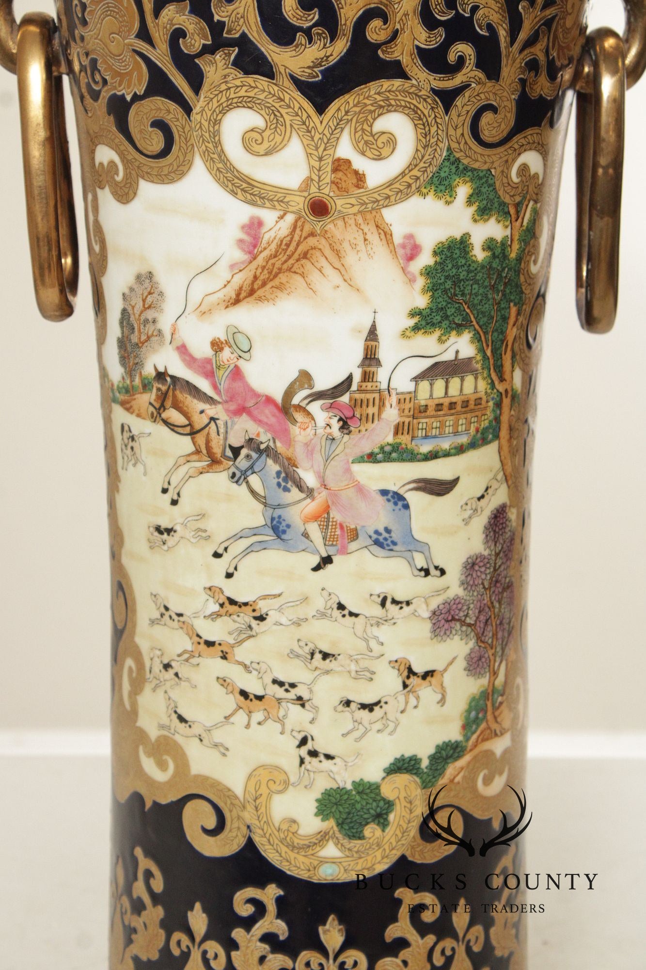 Vintage Chinese Pair of Satsuma Floor Vases