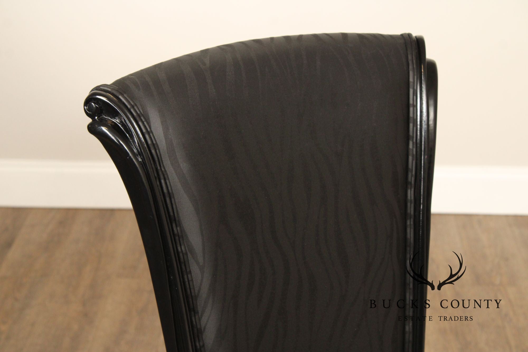 Italian Art Deco Style Set of Eight Ebonized Dining Chairs