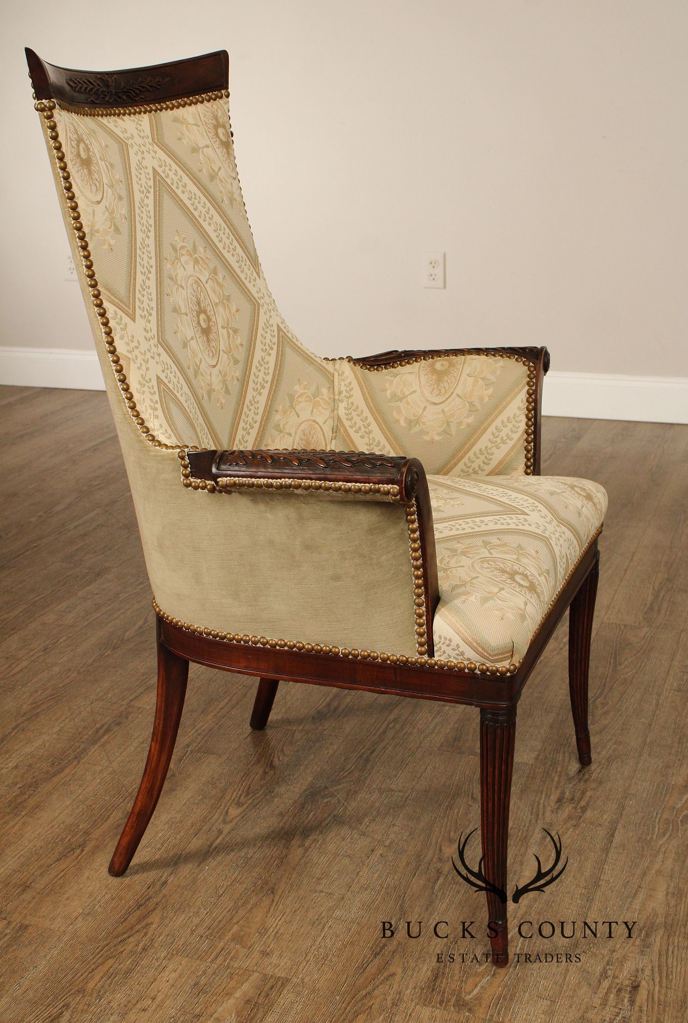 Grosfeld House Regency Style Pair of Mahogany Fireside Chairs