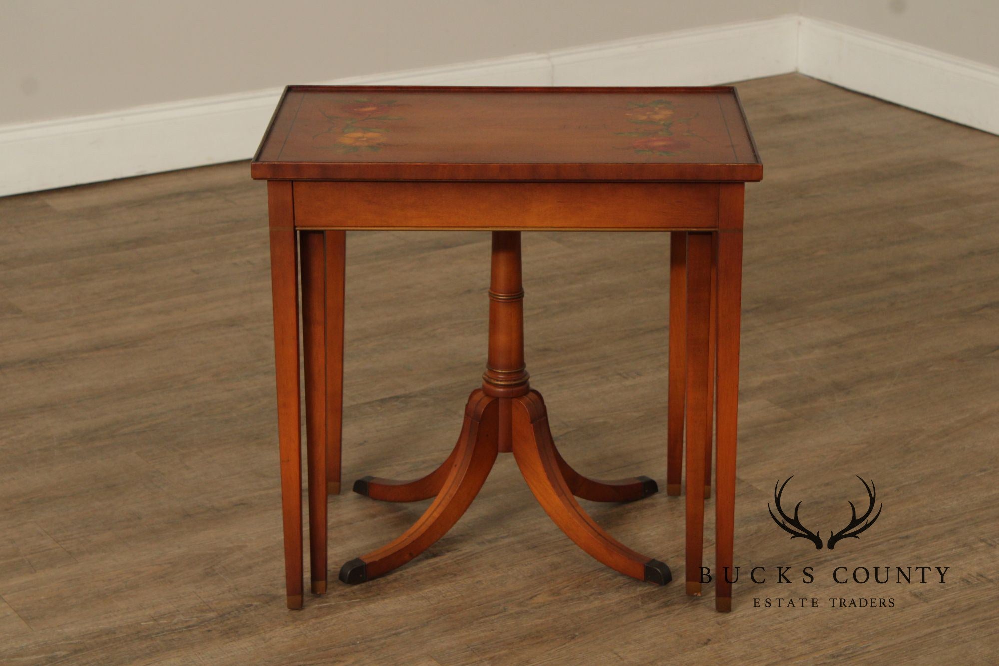 1930's Imperial Furniture Edwardian Set of Three Satinwood Nesting Tables