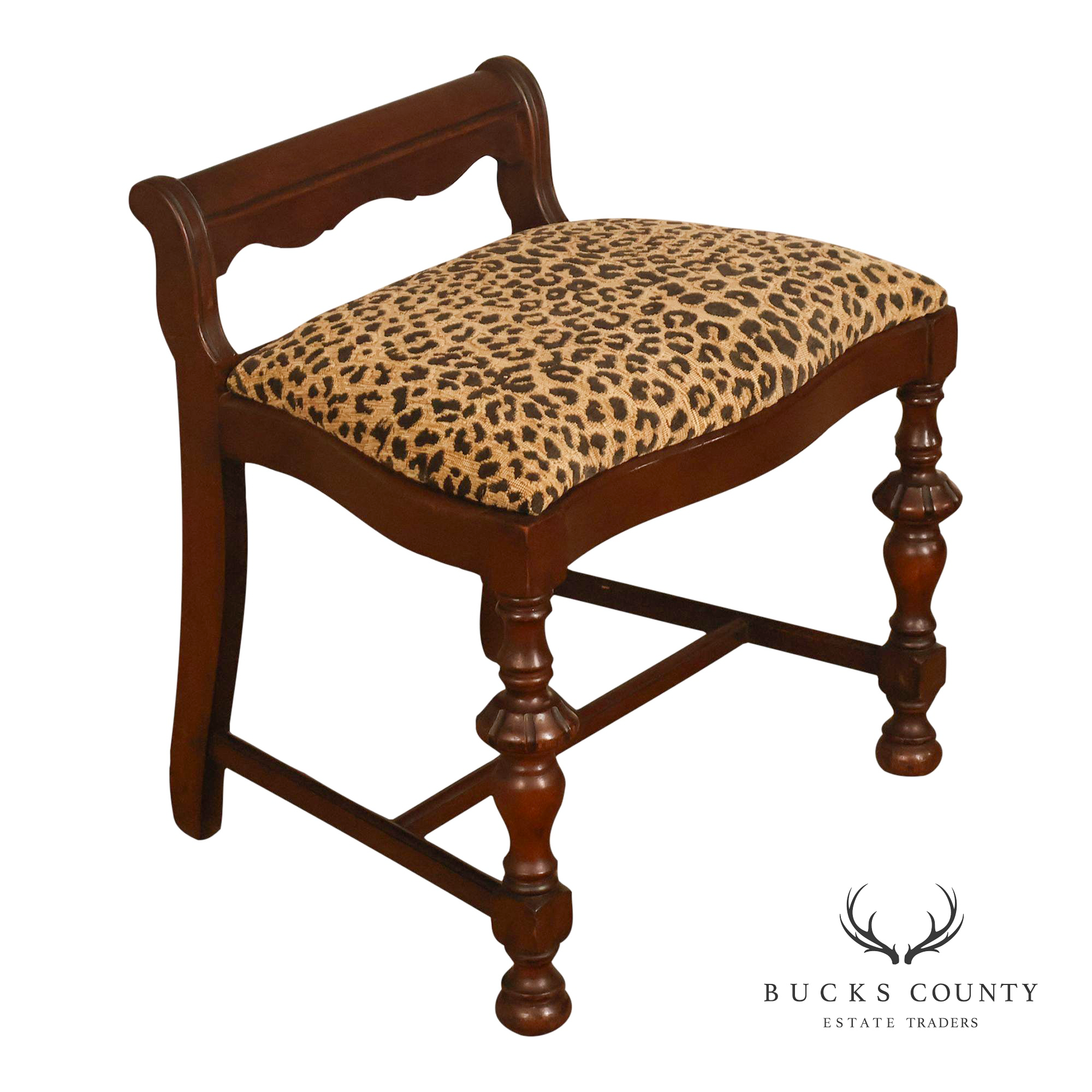 1930's Vintage Walnut Vanity Bench