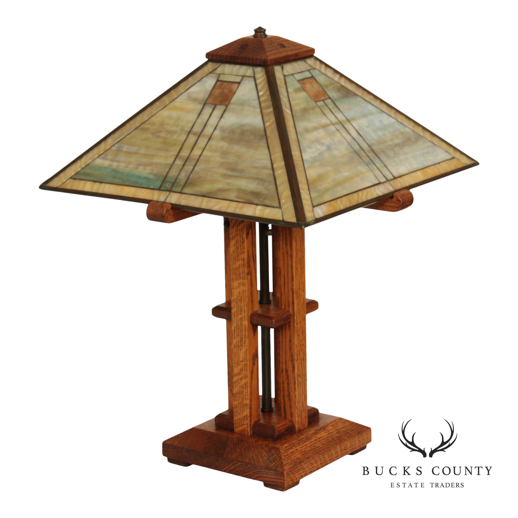 Aurora Studios Arts & Crafts Prairie Style Leaded Glass Table Lamp