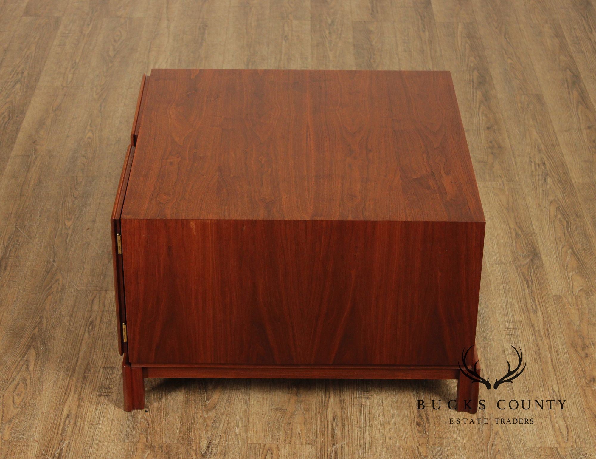 Brown Saltman Mid-Century Modern Walnut Cube Cabinet Coffee Table