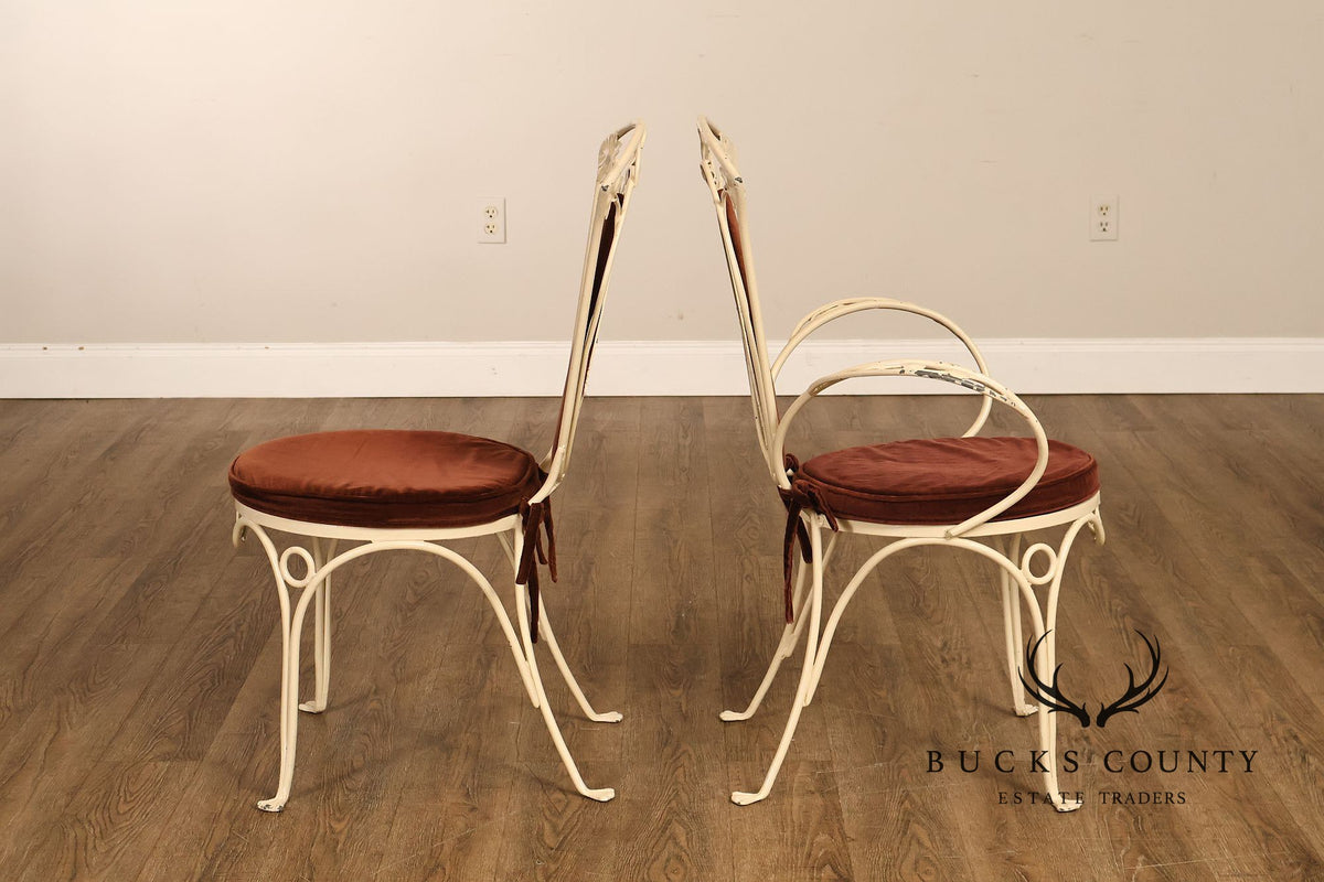 Salterini Mid Century Wrought Iron Fruit And Vine Set Of 6 Dining Chairs