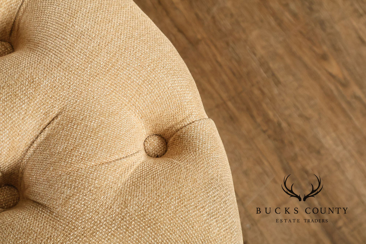 Traditional Tufted Upholstered Oval Ottoman