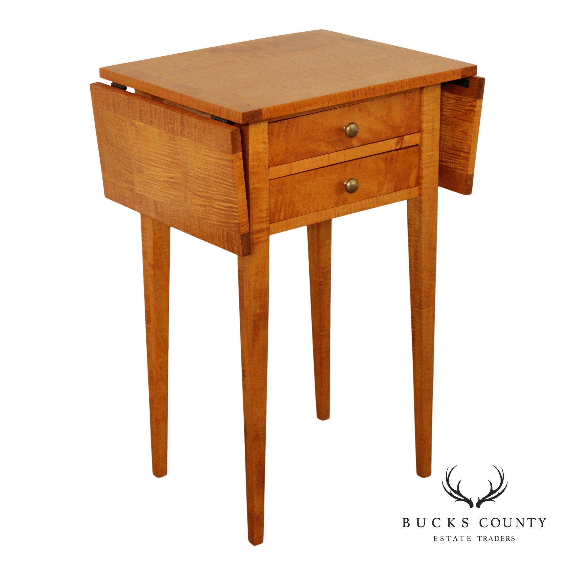 Federal Style Tiger Maple Pembroke Side Table