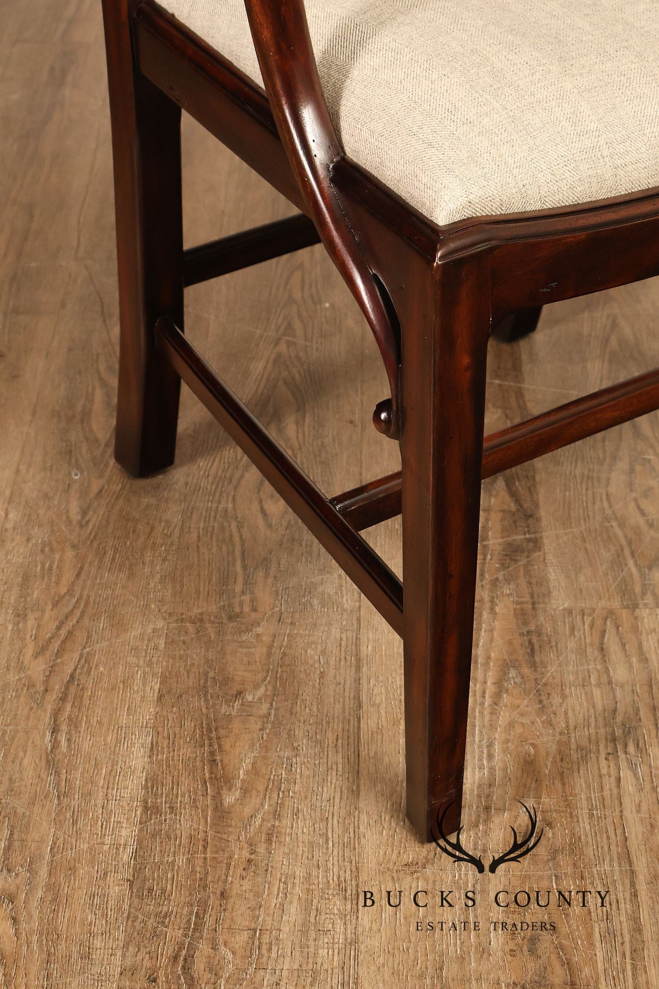 Theodore Alexander Pair Of Trellis Mahogany Dining Armchairs